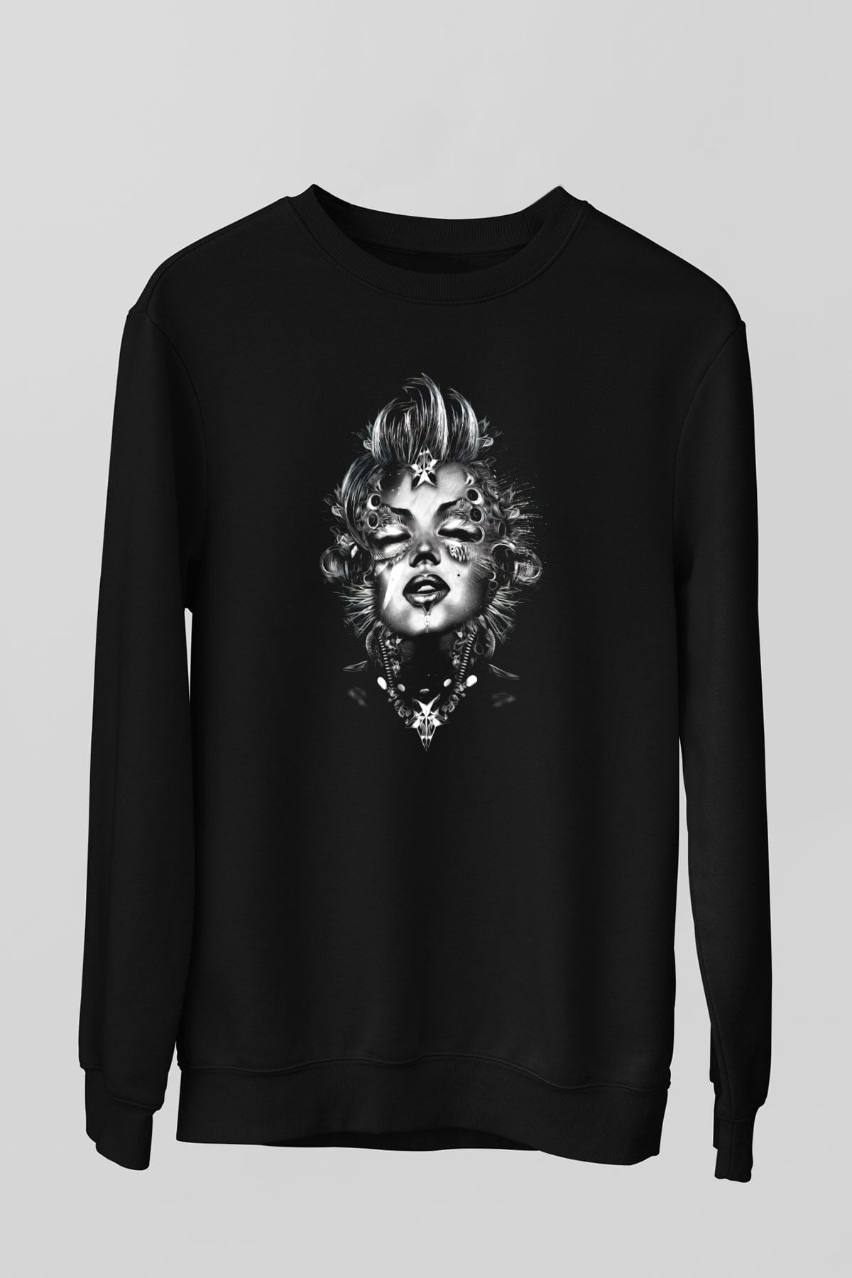 Marilyn Monroe Siyah Unisex Sweatshirt