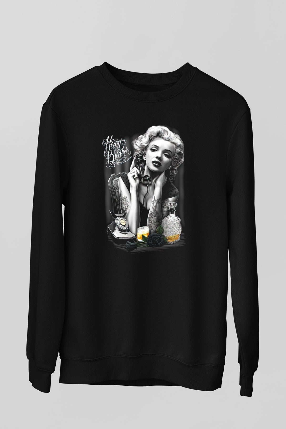 Marilyn Monroe Siyah Unisex Sweatshirt