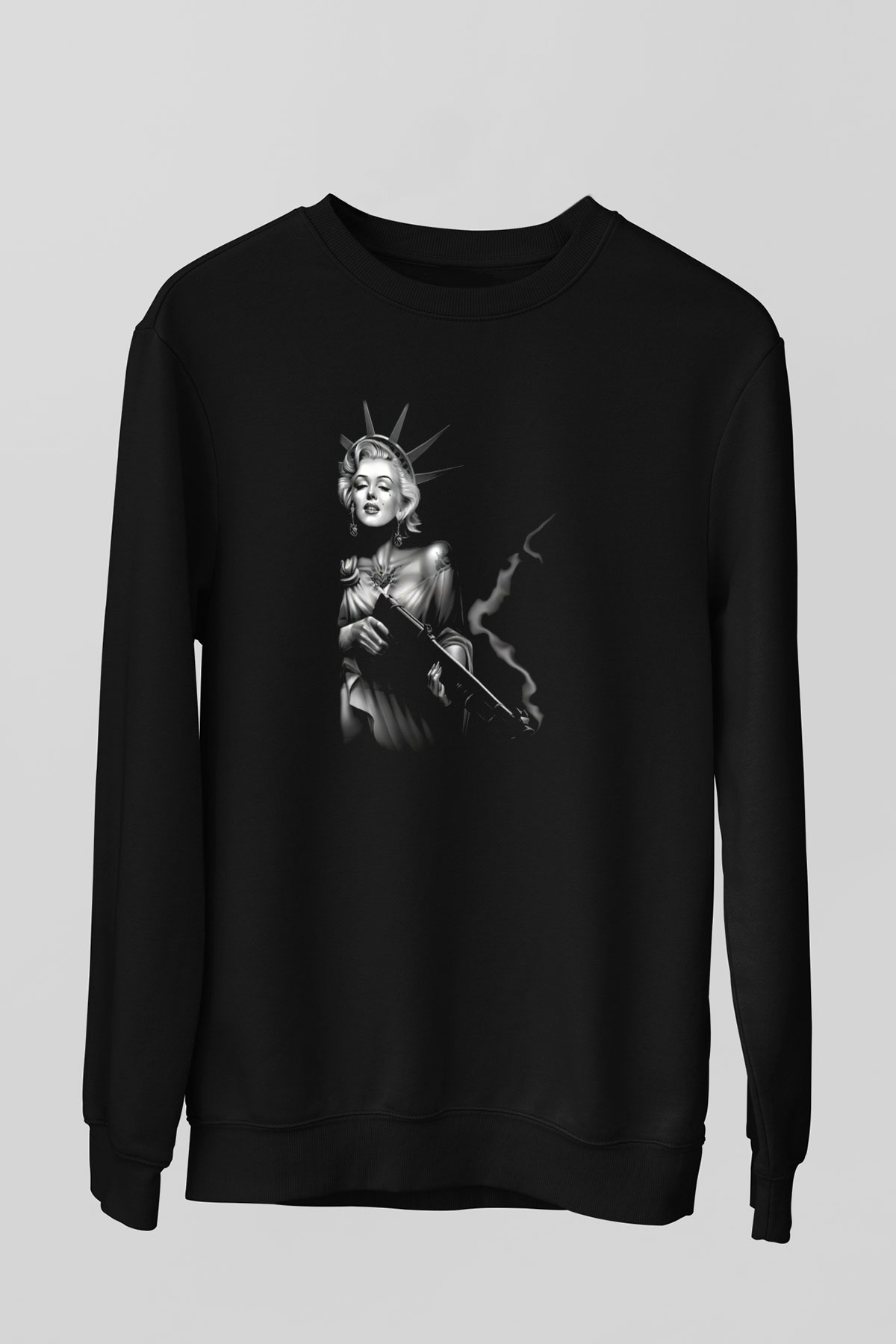Marilyn Monroe Siyah Unisex Sweatshirt