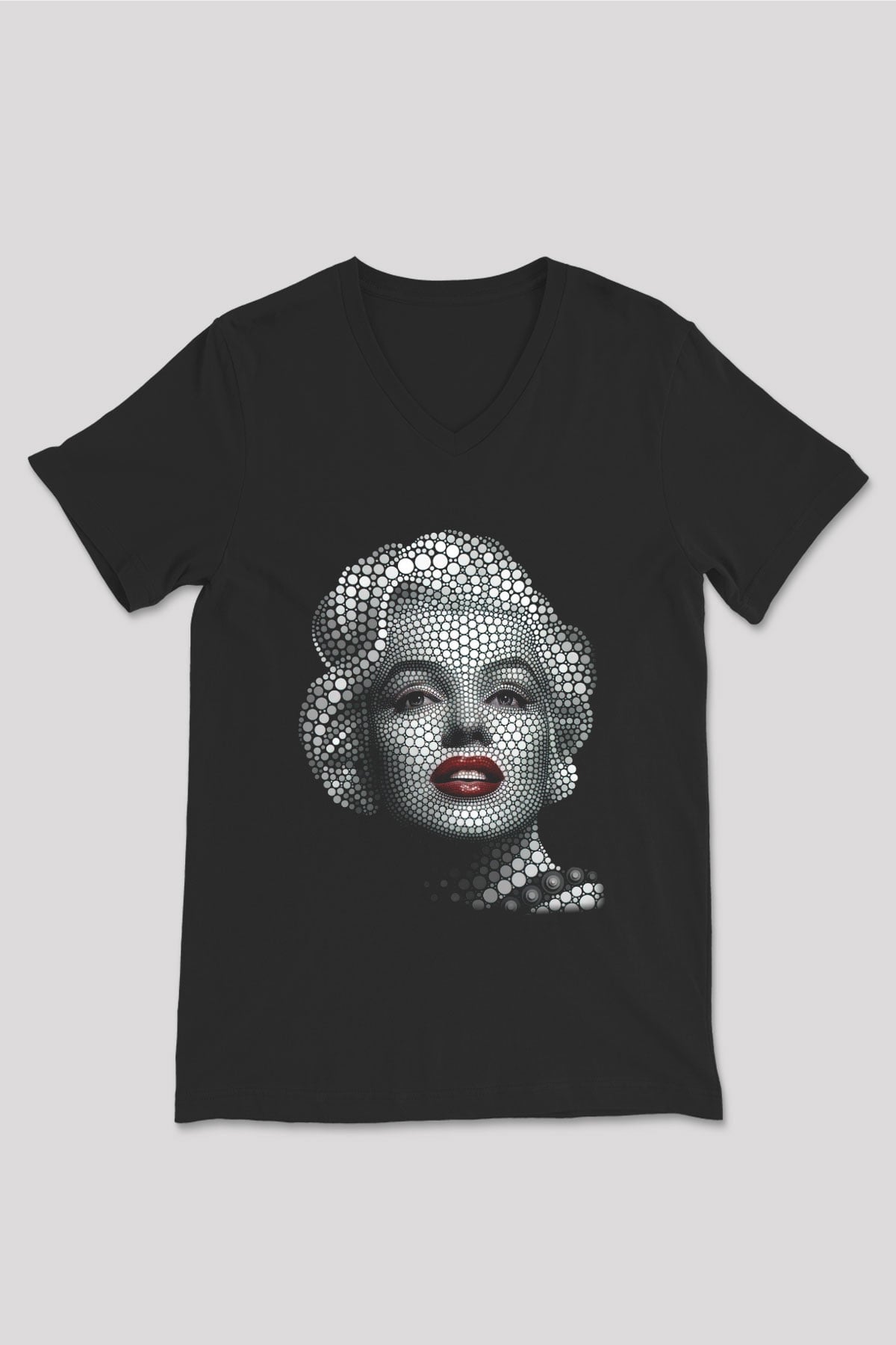 Marilyn Monroe Siyah Unisex V Yaka Tişört T-Shirt
