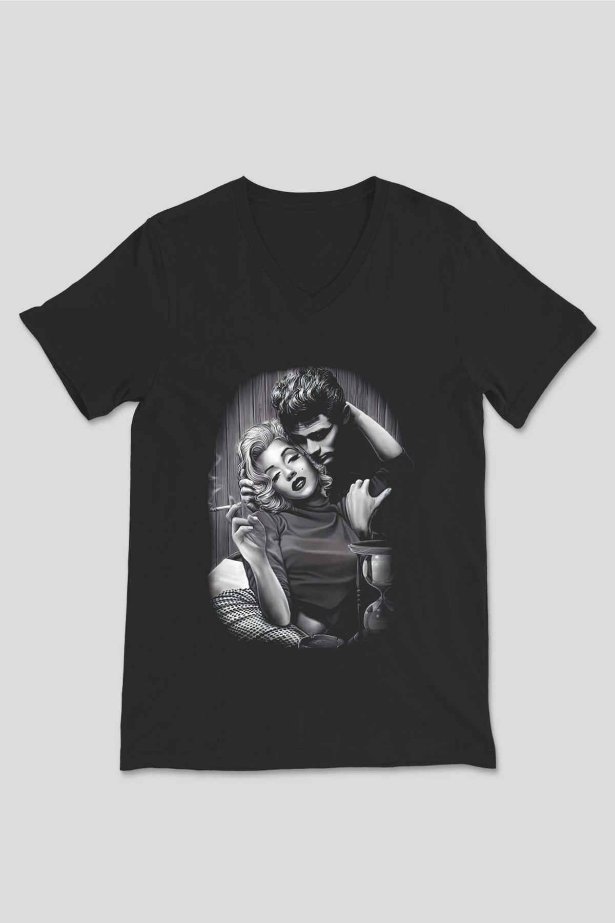 Marilyn Monroe Siyah Unisex V Yaka Tişört
