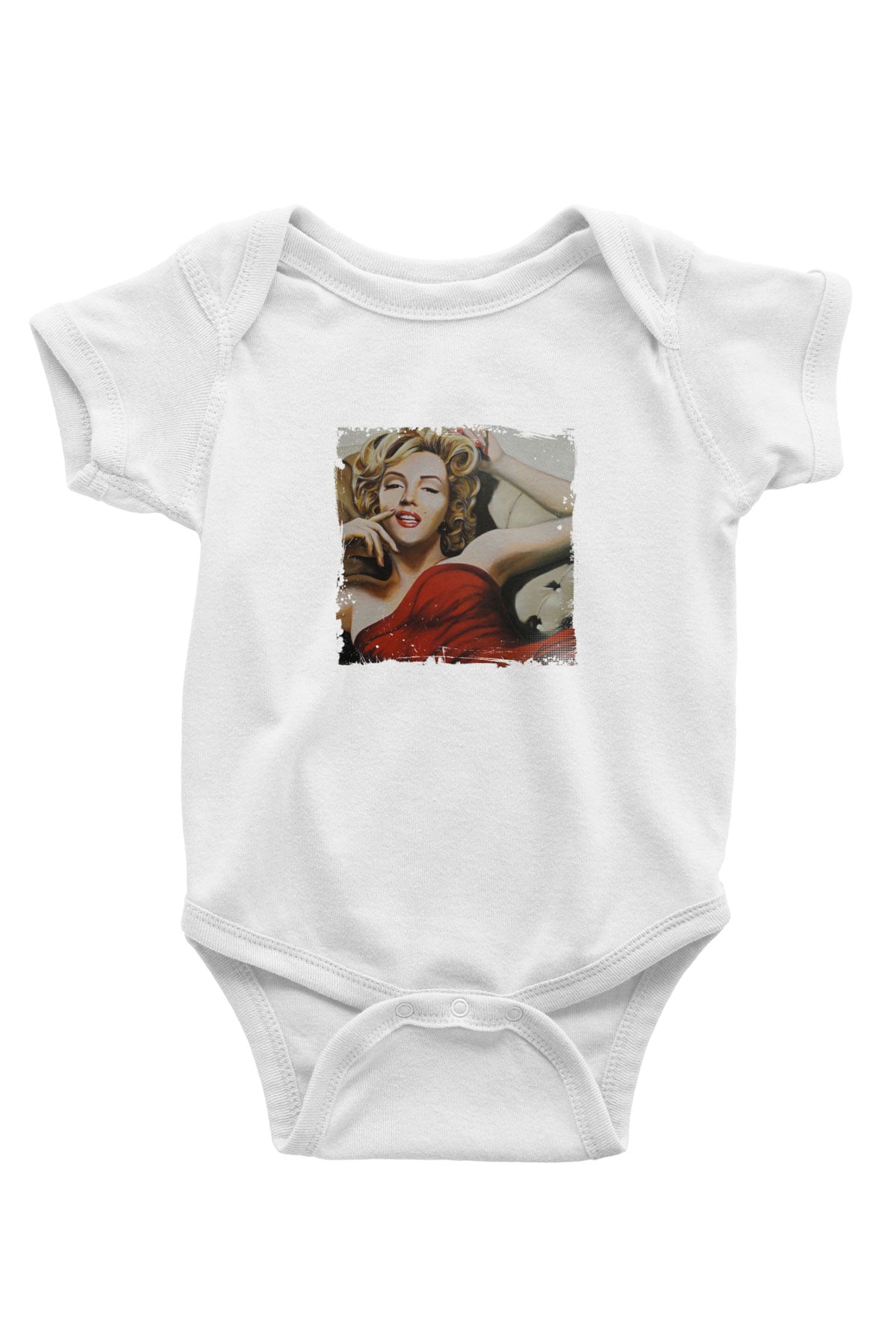 Marilyn Monroe Unisex Baskılı Beyaz Bebek Body - Zıbın
