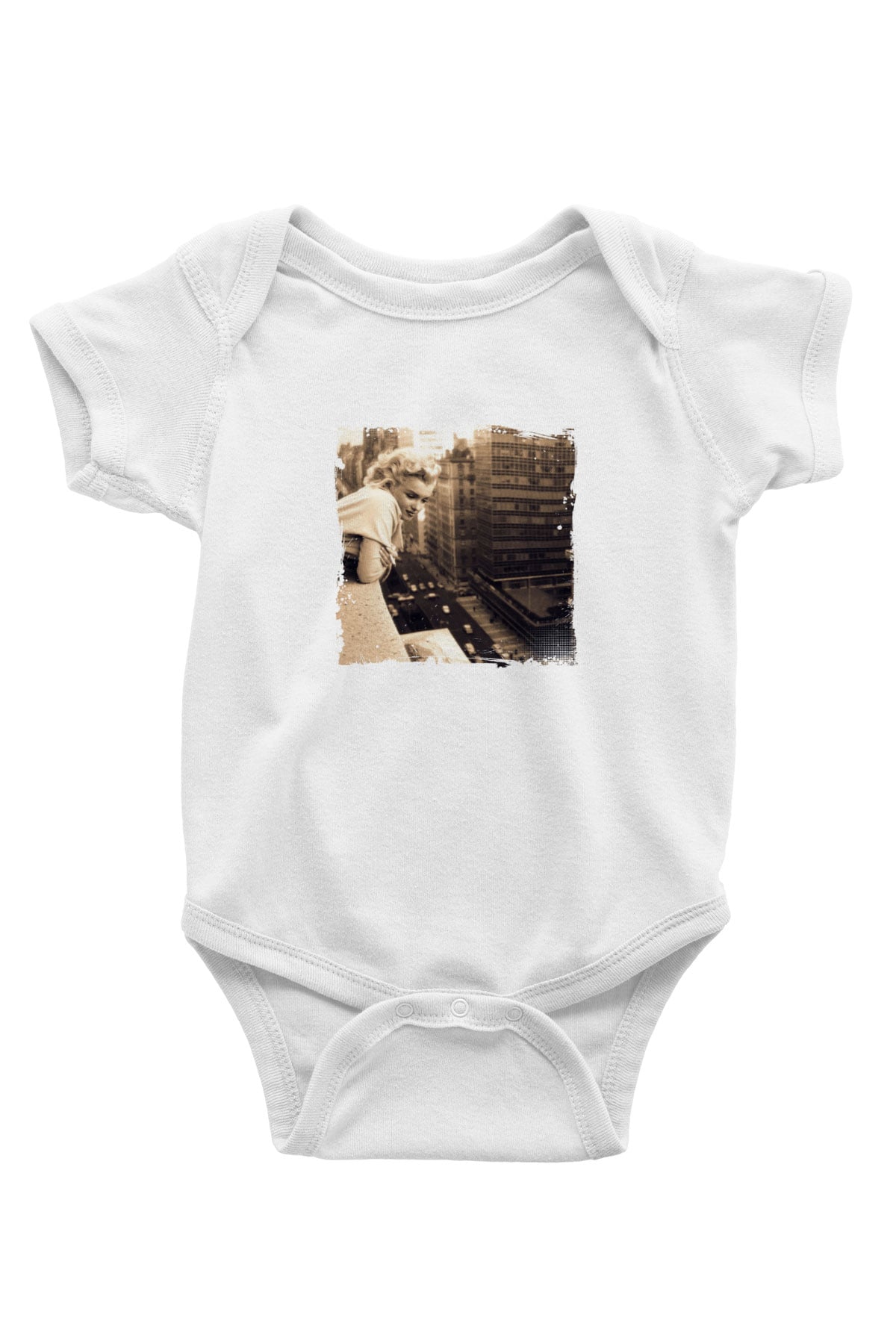 Marilyn Monroe Unisex Baskılı Beyaz Bebek Body - Zıbın