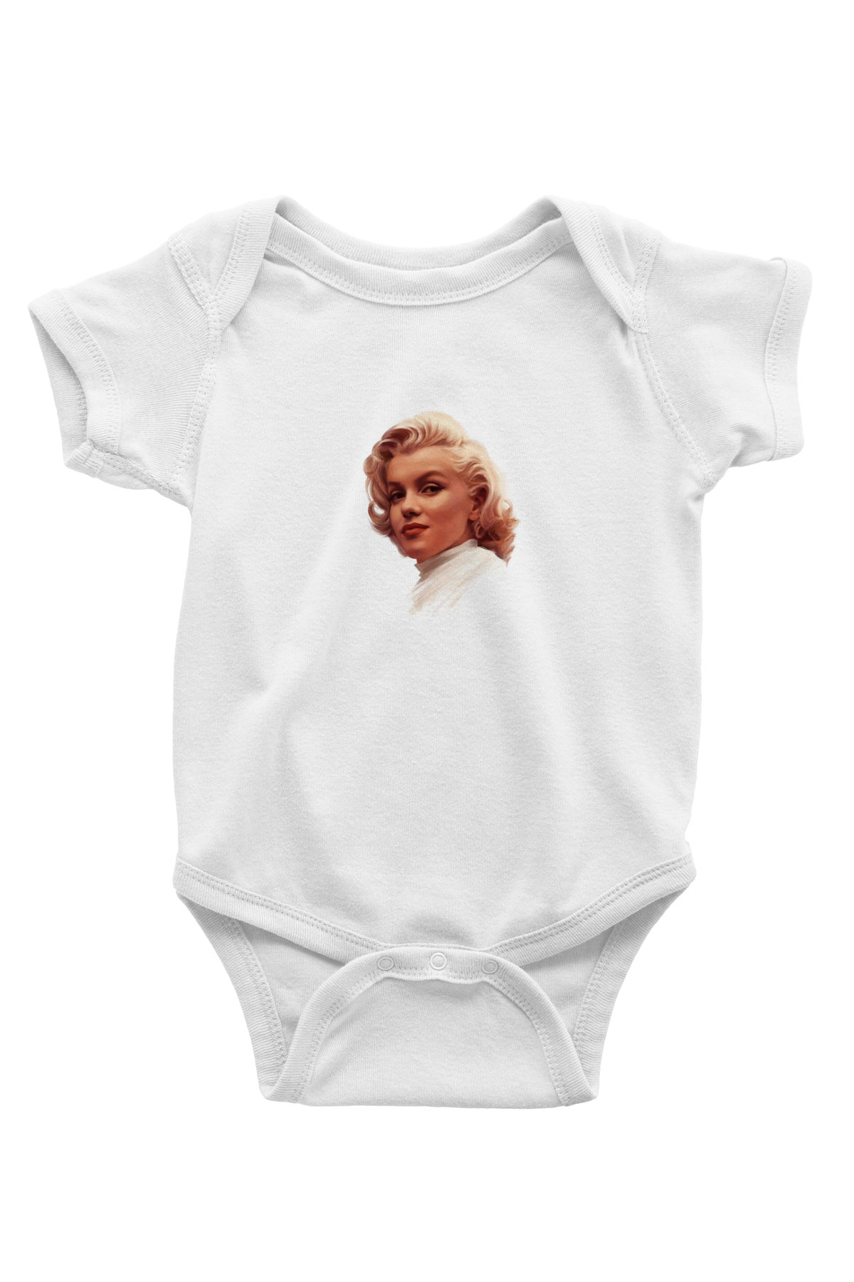 Marilyn Monroe Unisex Baskılı Beyaz Bebek Body - Zıbın