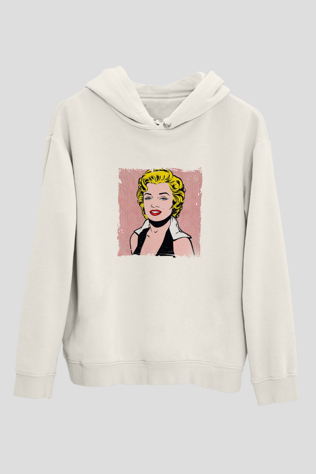 Marilyn Monroe Unisex Baskılı Beyaz Kapüşonlu Sweatshirt