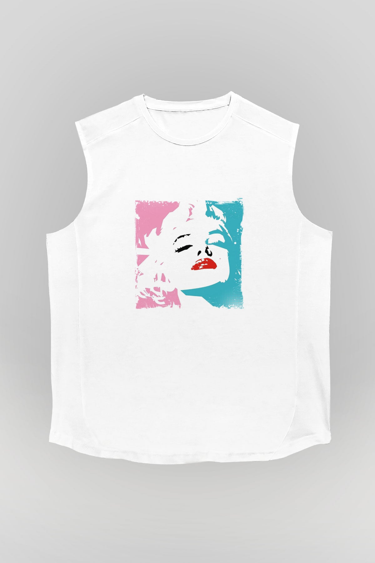 Marilyn Monroe Unisex Baskılı Beyaz Kolsuz Tişört