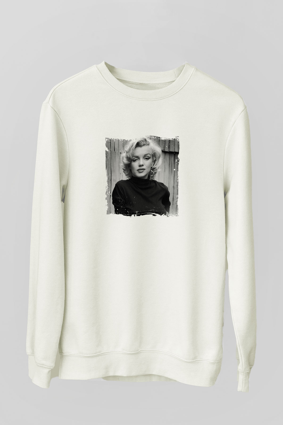 Marilyn Monroe Unisex Baskılı Beyaz Sweatshirt