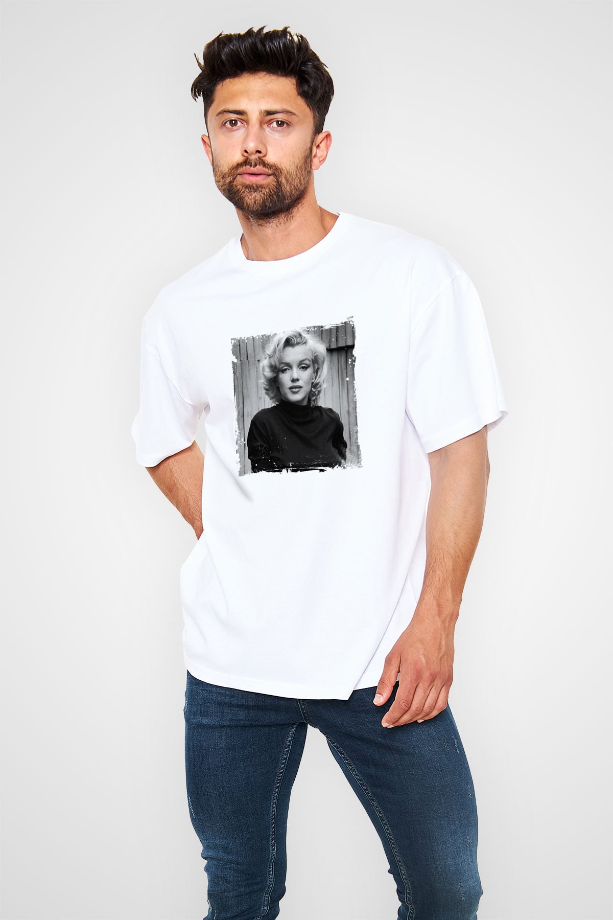 Marilyn Monroe Unisex Baskılı Beyaz Tişört