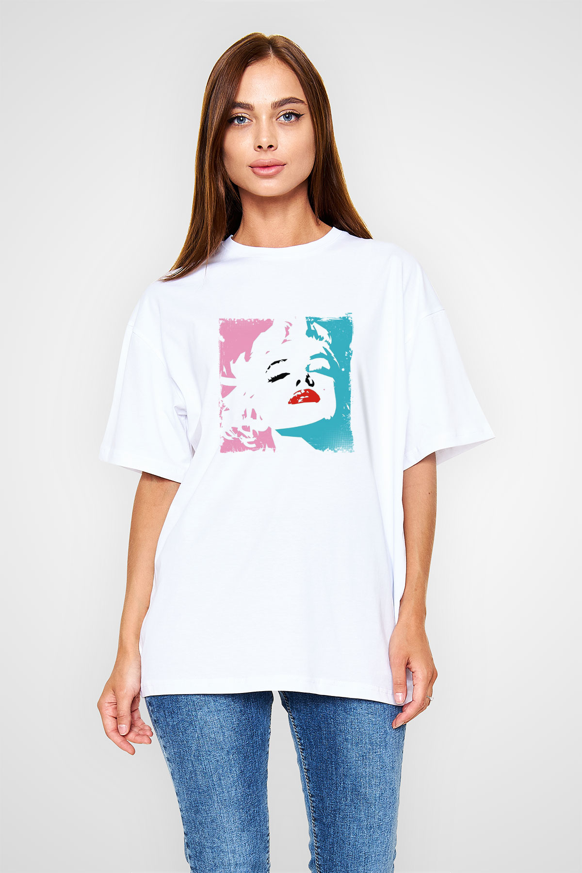 Marilyn Monroe Unisex Baskılı Beyaz Tişört