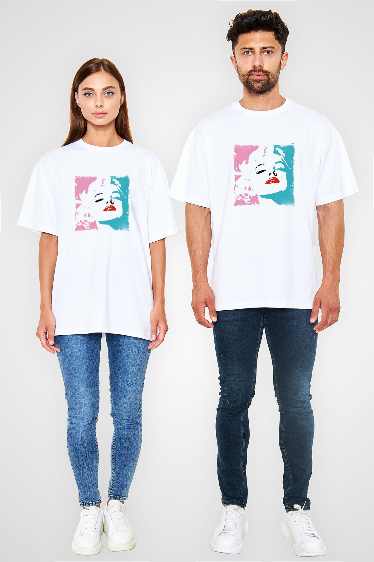 Marilyn Monroe Unisex Baskılı Beyaz Tişört