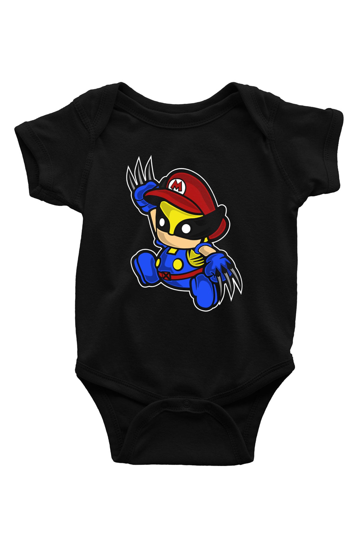 Mario Wolverine Baskılı Siyah Bebek Body - Zıbın