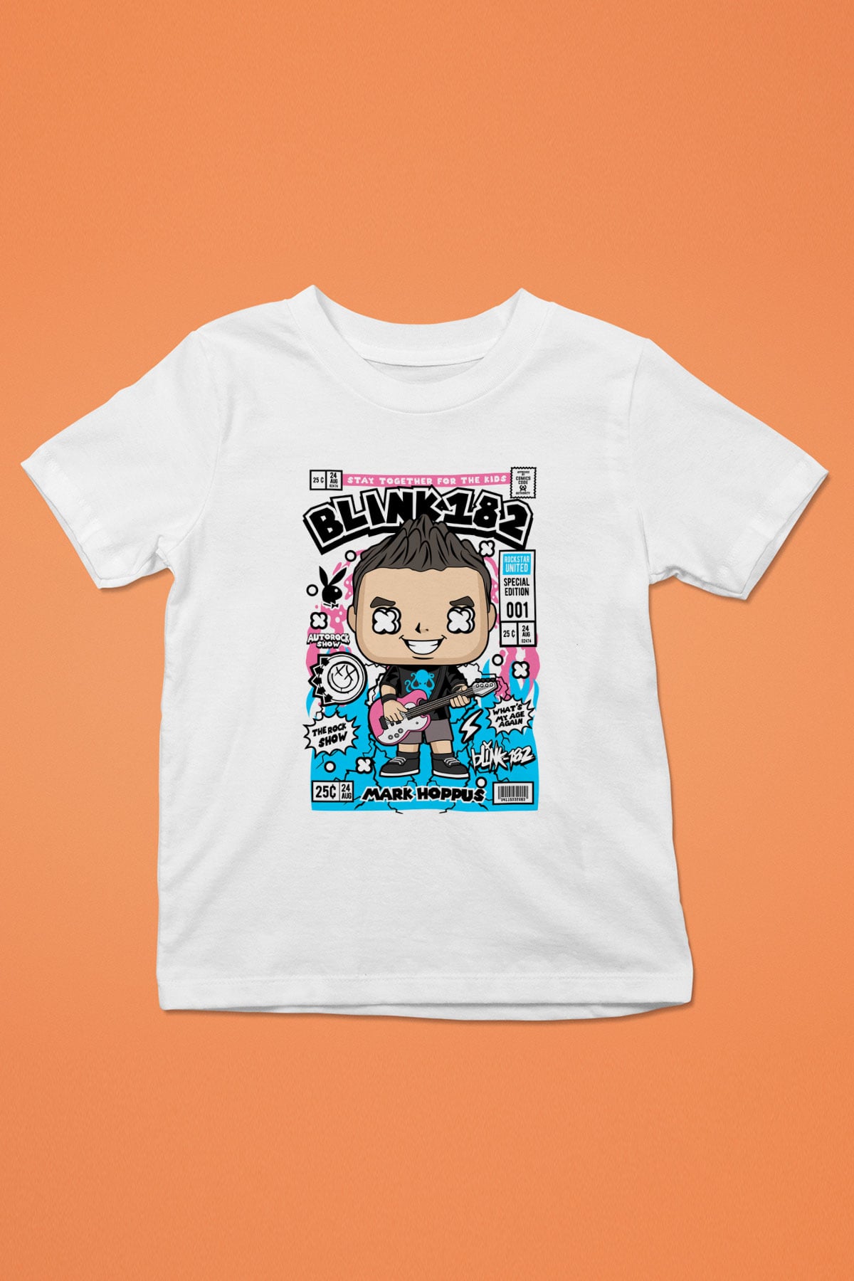 Mark Hoppus Blink 182 Baskılı Unisex Beyaz Çocuk Tişört