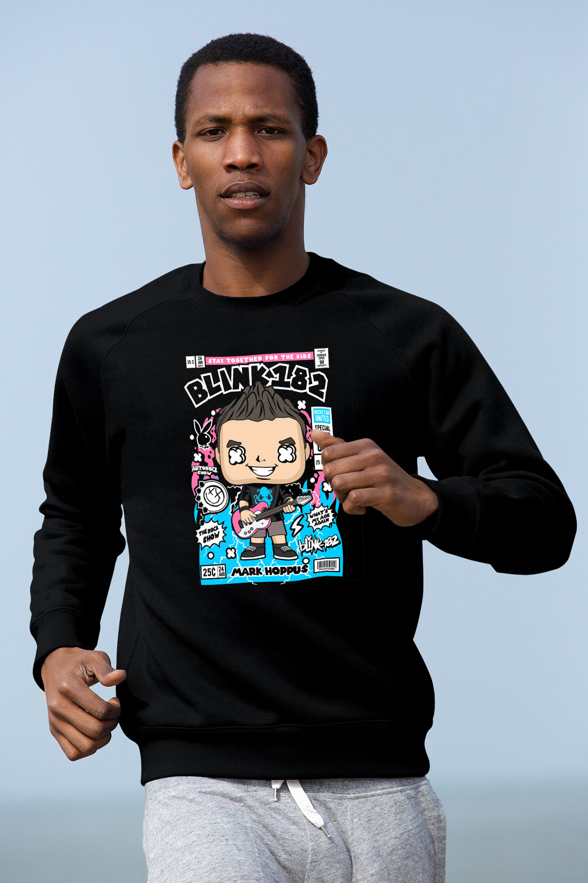 Mark Hoppus Blink 182 Baskılı Unisex Siyah Sweatshirt