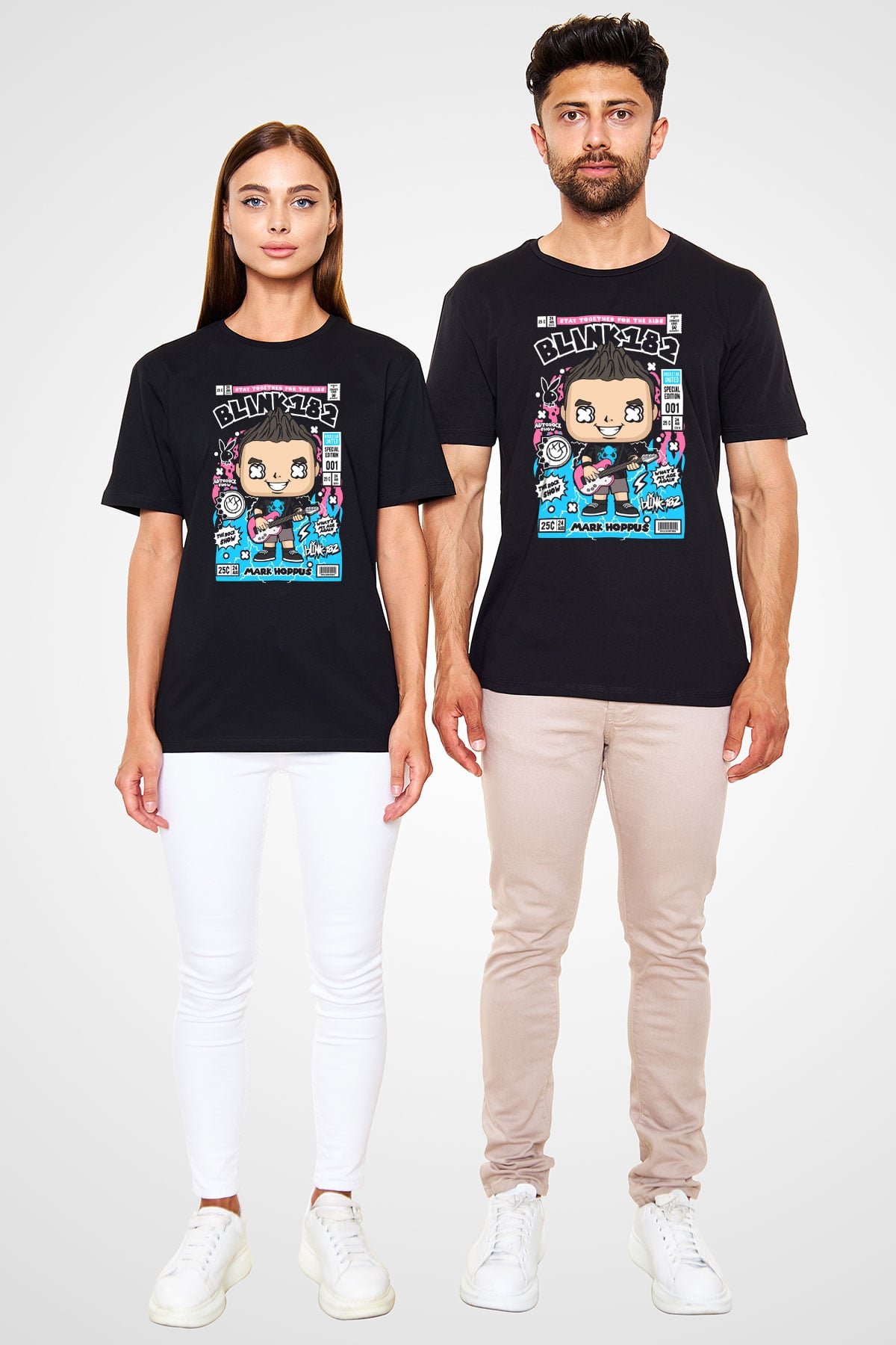 Mark Hoppus Blink 182 Baskılı Unisex Siyah Tişört