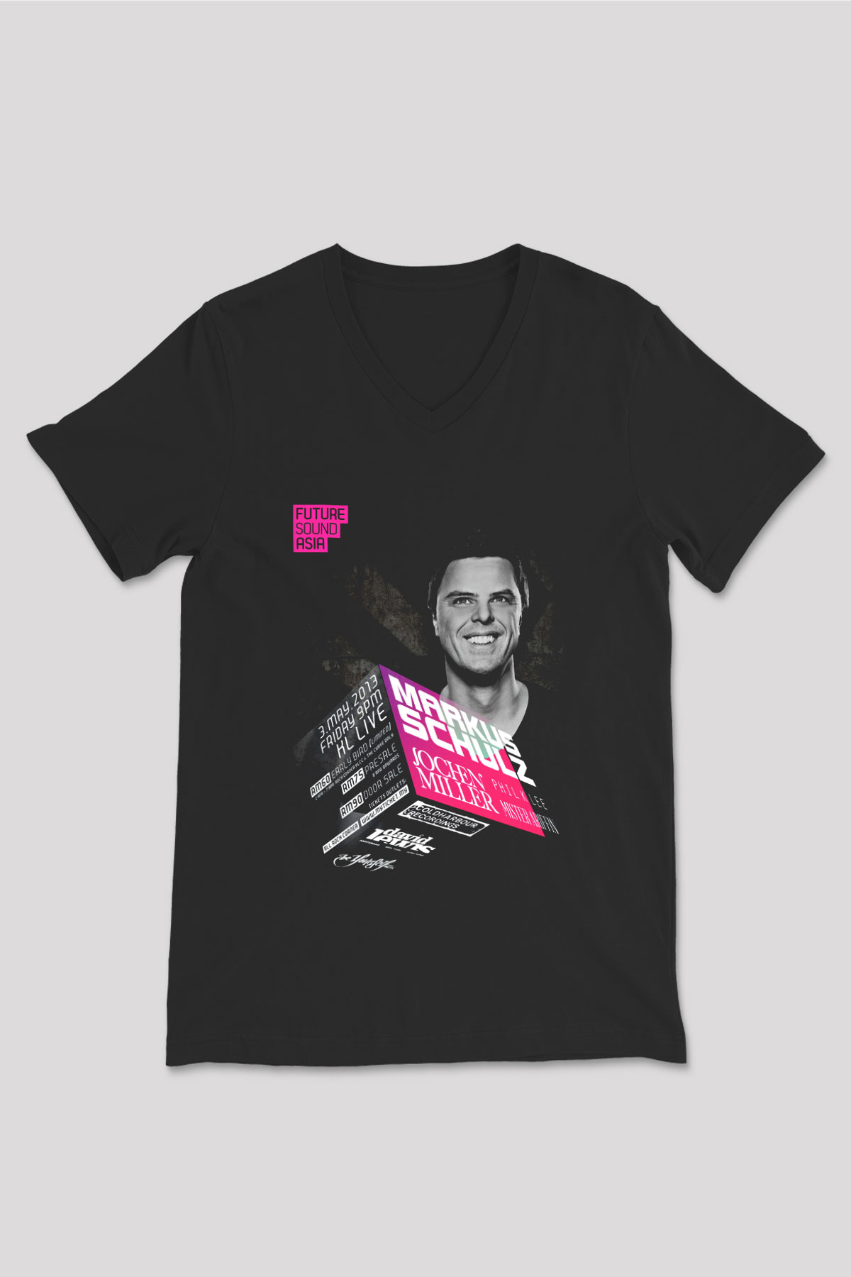 Markus Schulz Siyah Unisex V Yaka Tişört T-Shirt