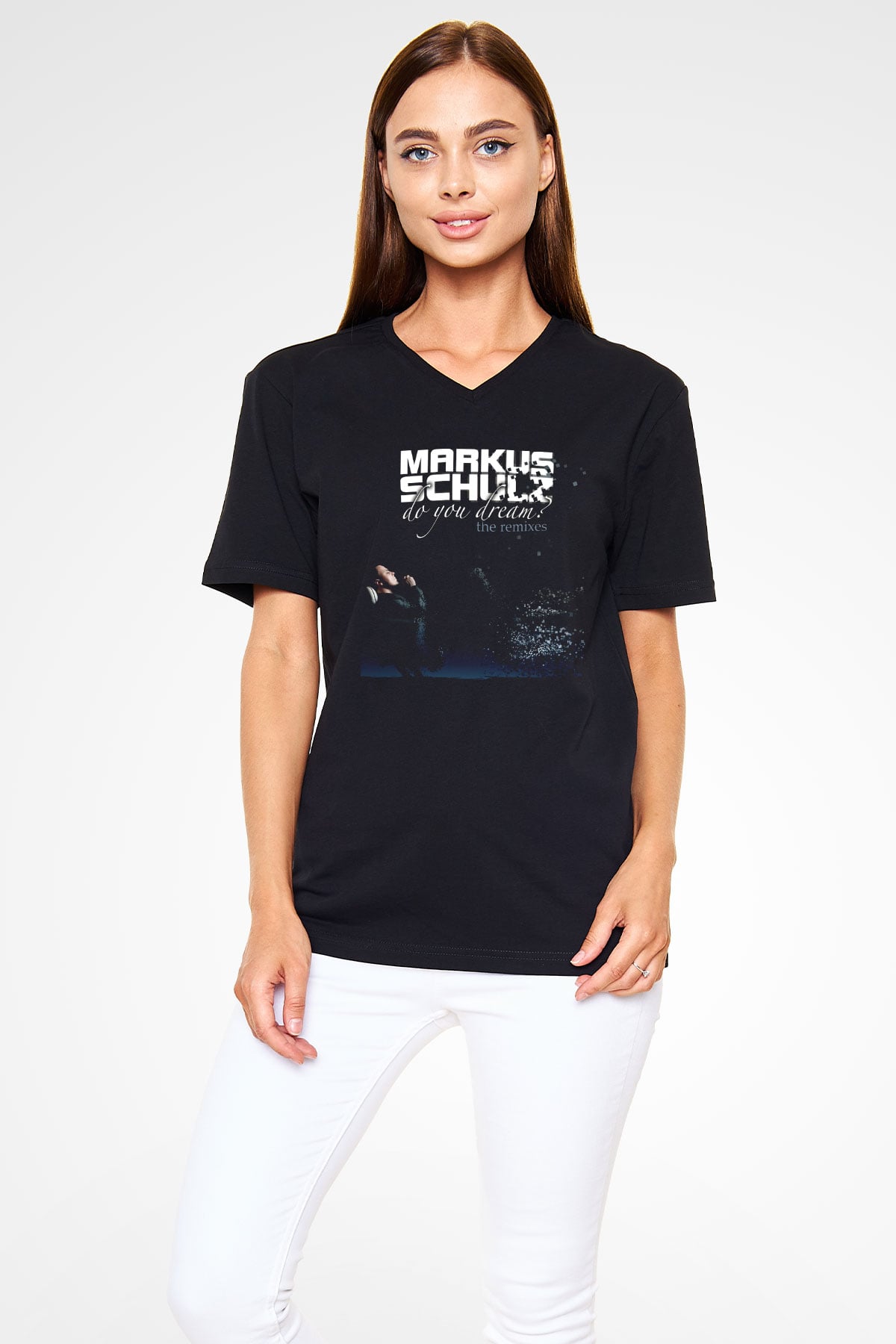 Markus Schulz Siyah Unisex V Yaka Tişört