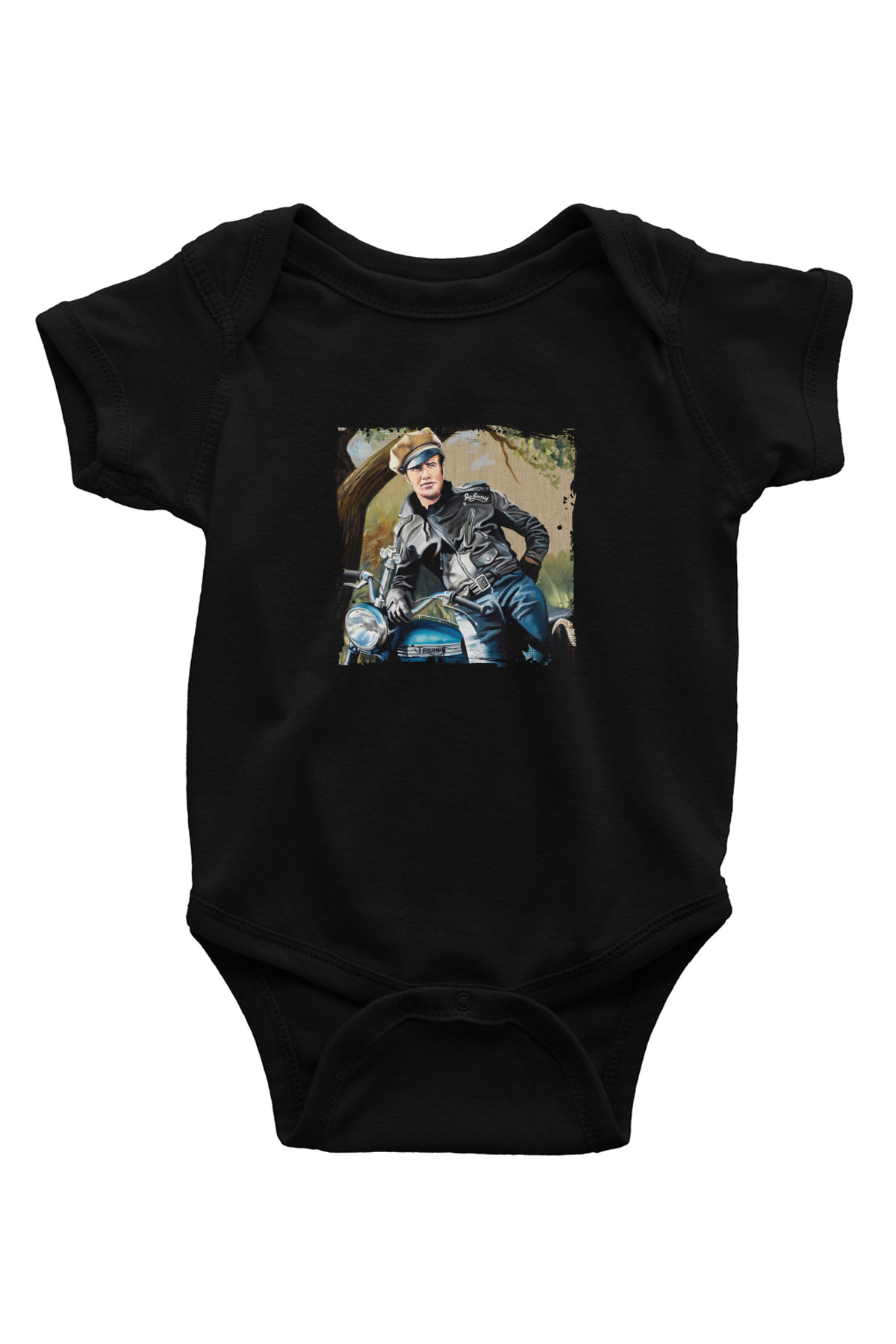 Marlon Brando Baskılı Unisex Siyah Bebek Body - Zıbın