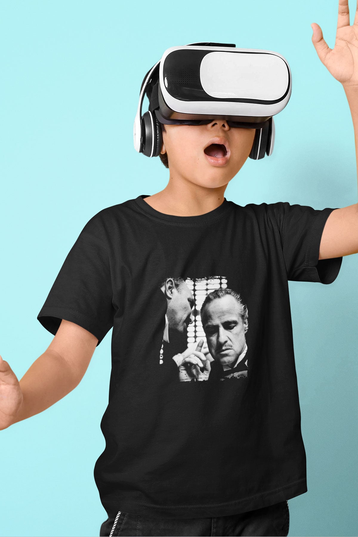 Marlon Brando Baskılı Unisex Siyah Çocuk Tişört
