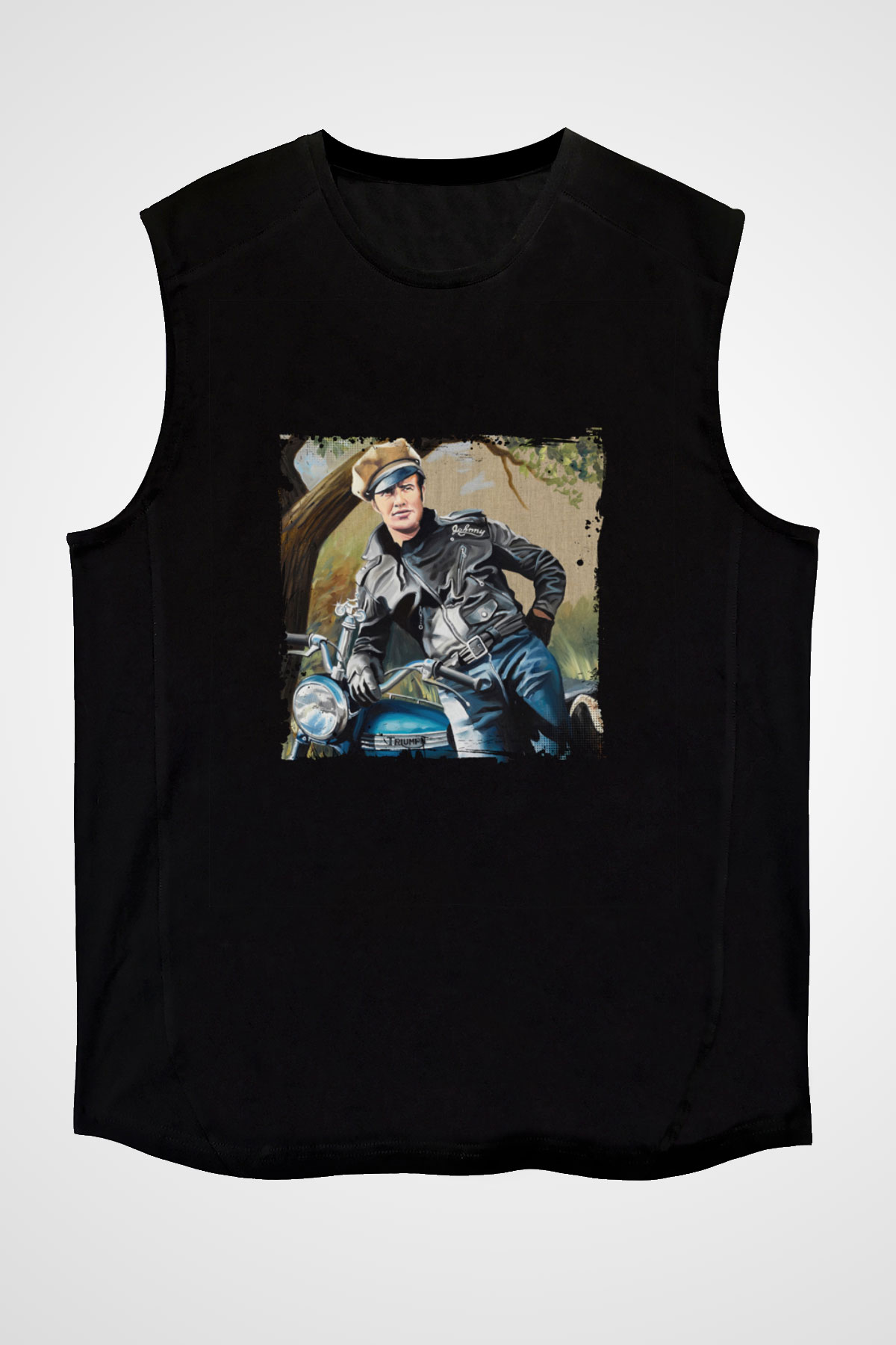 Marlon Brando Baskılı Unisex Siyah Kolsuz Tişört