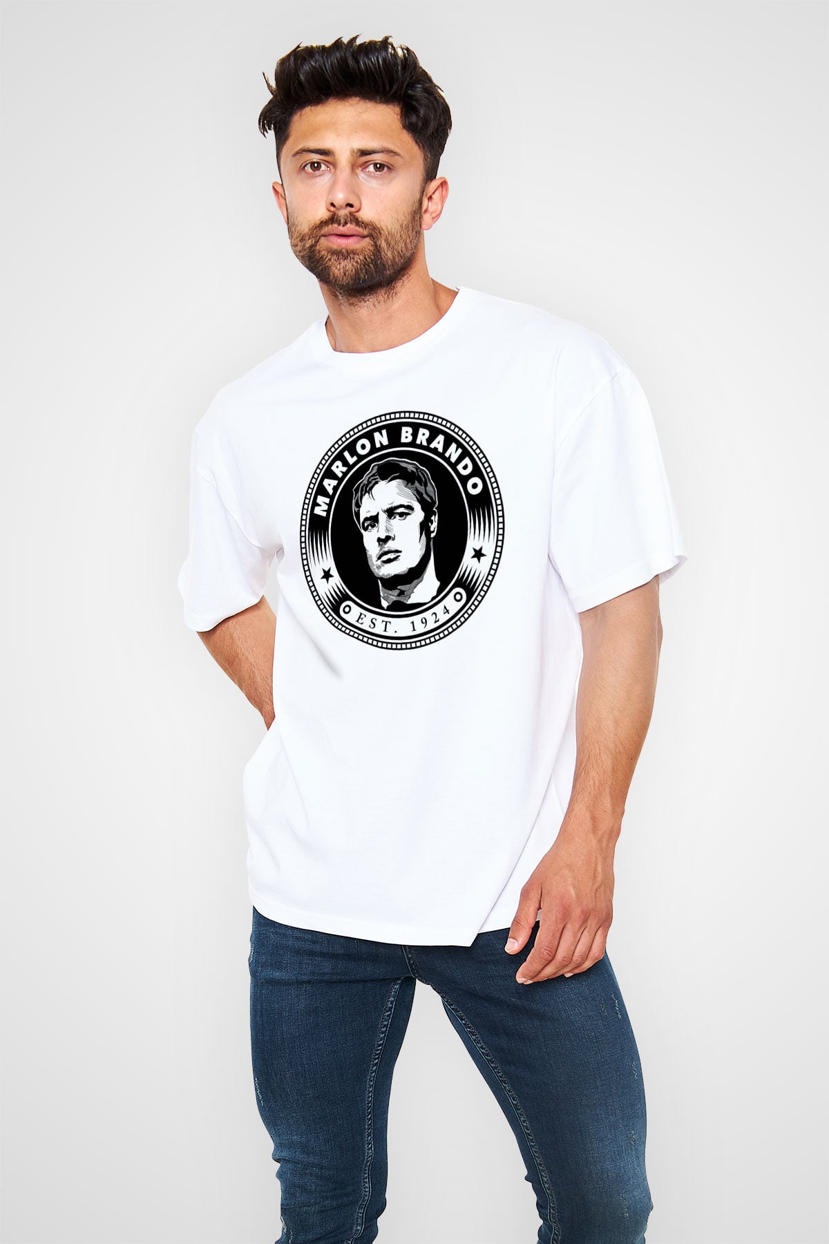 Marlon Brando Beyaz Unisex Oversize Tişört T-Shirt