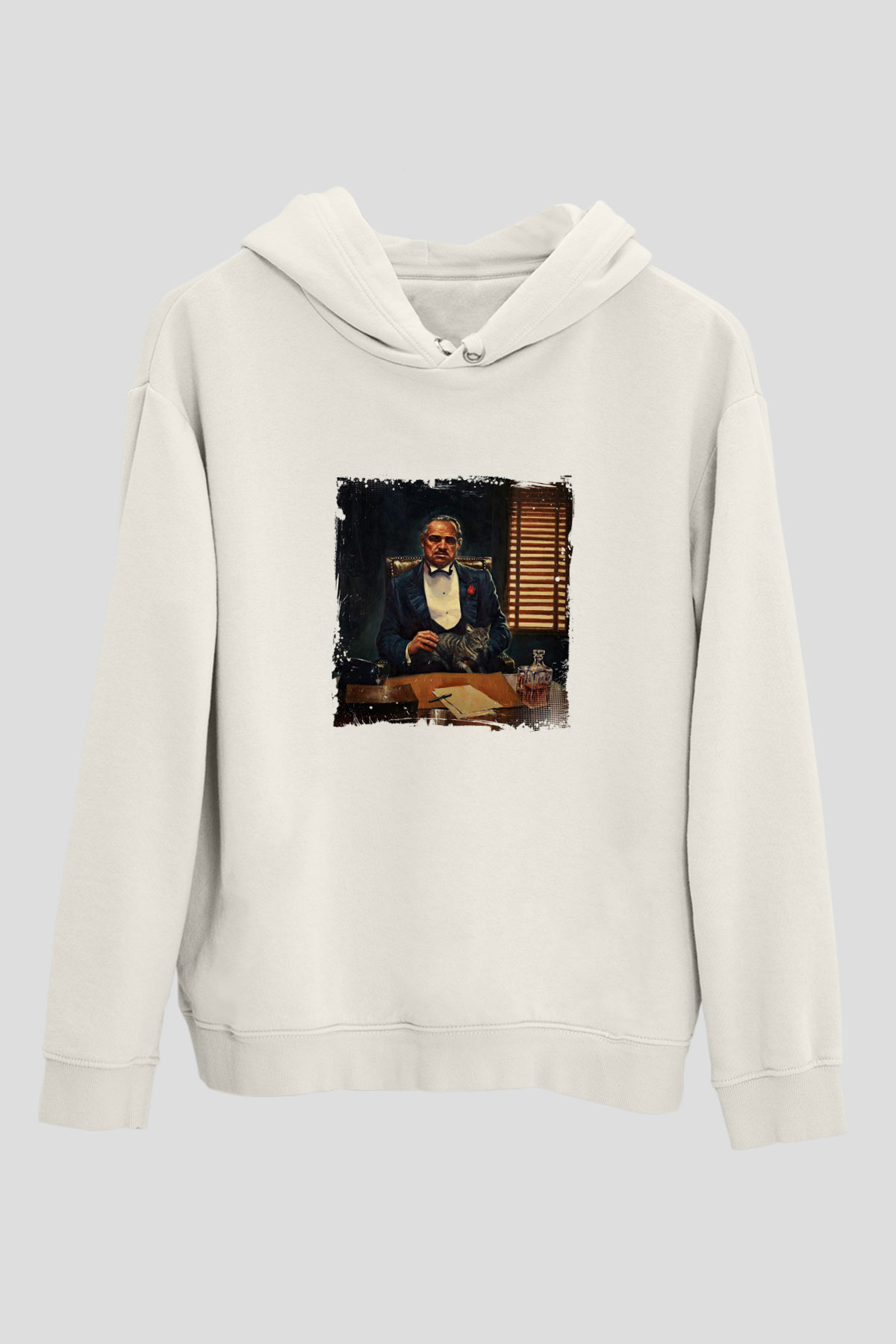 Marlon Brando Unisex Baskılı Beyaz Kapüşonlu Sweatshirt