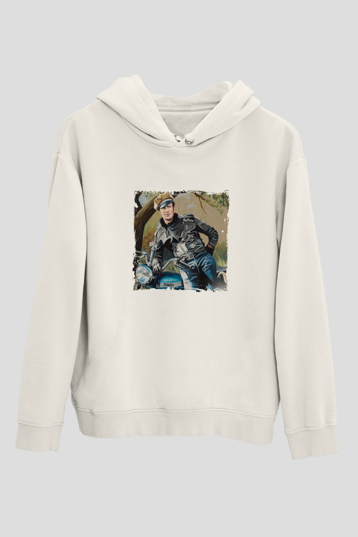 Marlon Brando Unisex Baskılı Beyaz Kapüşonlu Sweatshirt