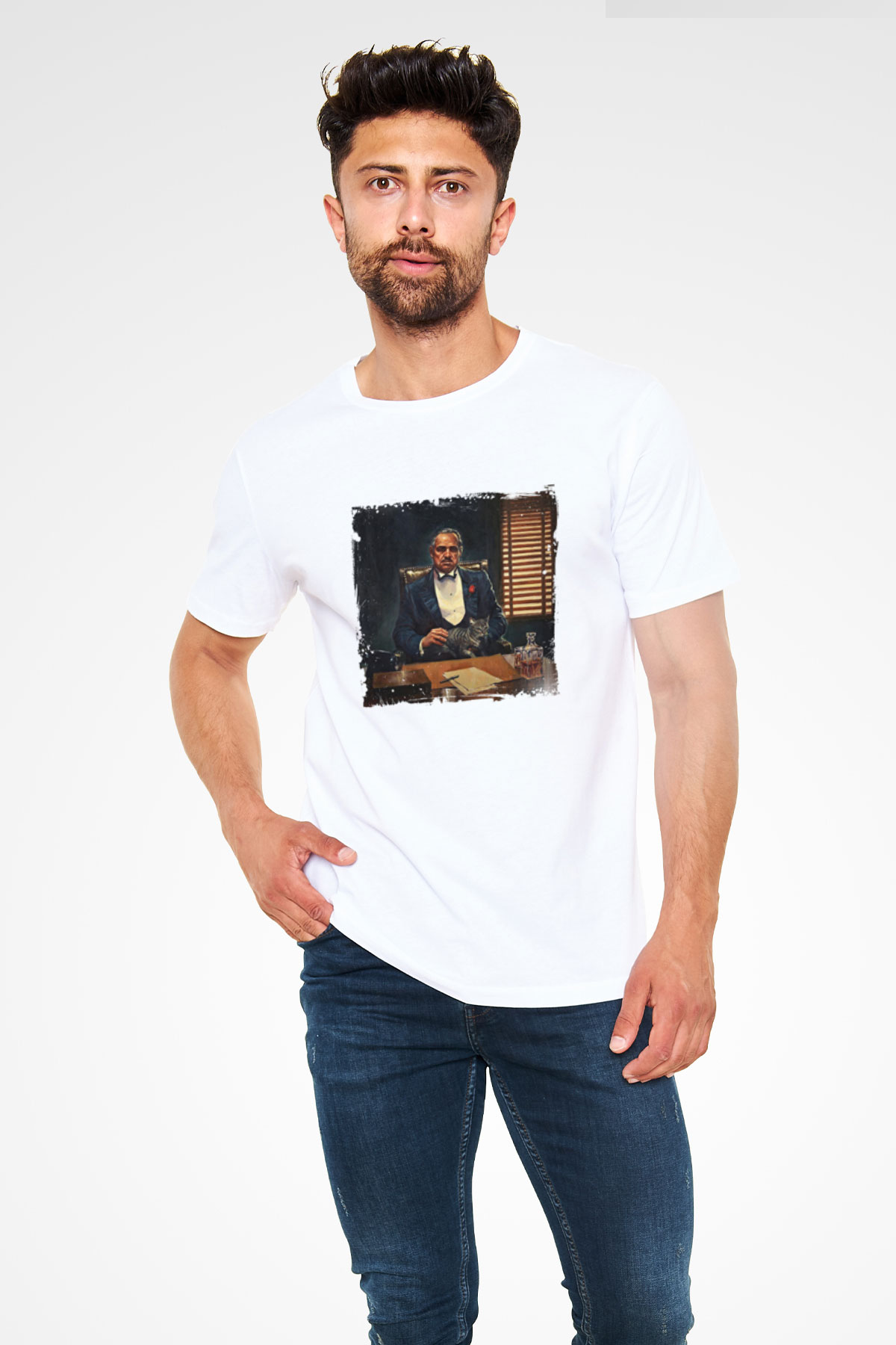 Marlon Brando Unisex Baskılı Beyaz Tişört