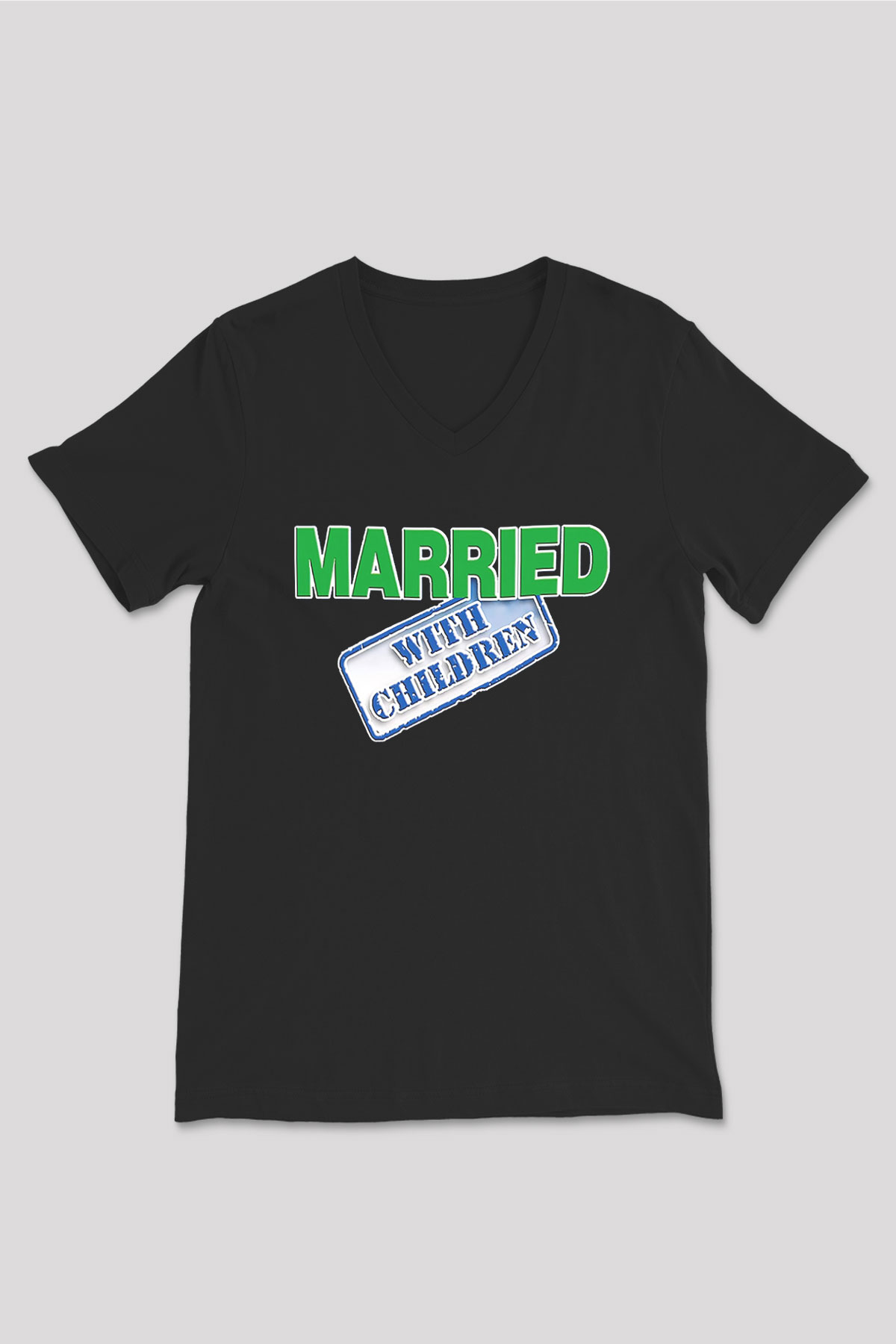 Married with Children Siyah Unisex V Yaka Tişört T-Shirt