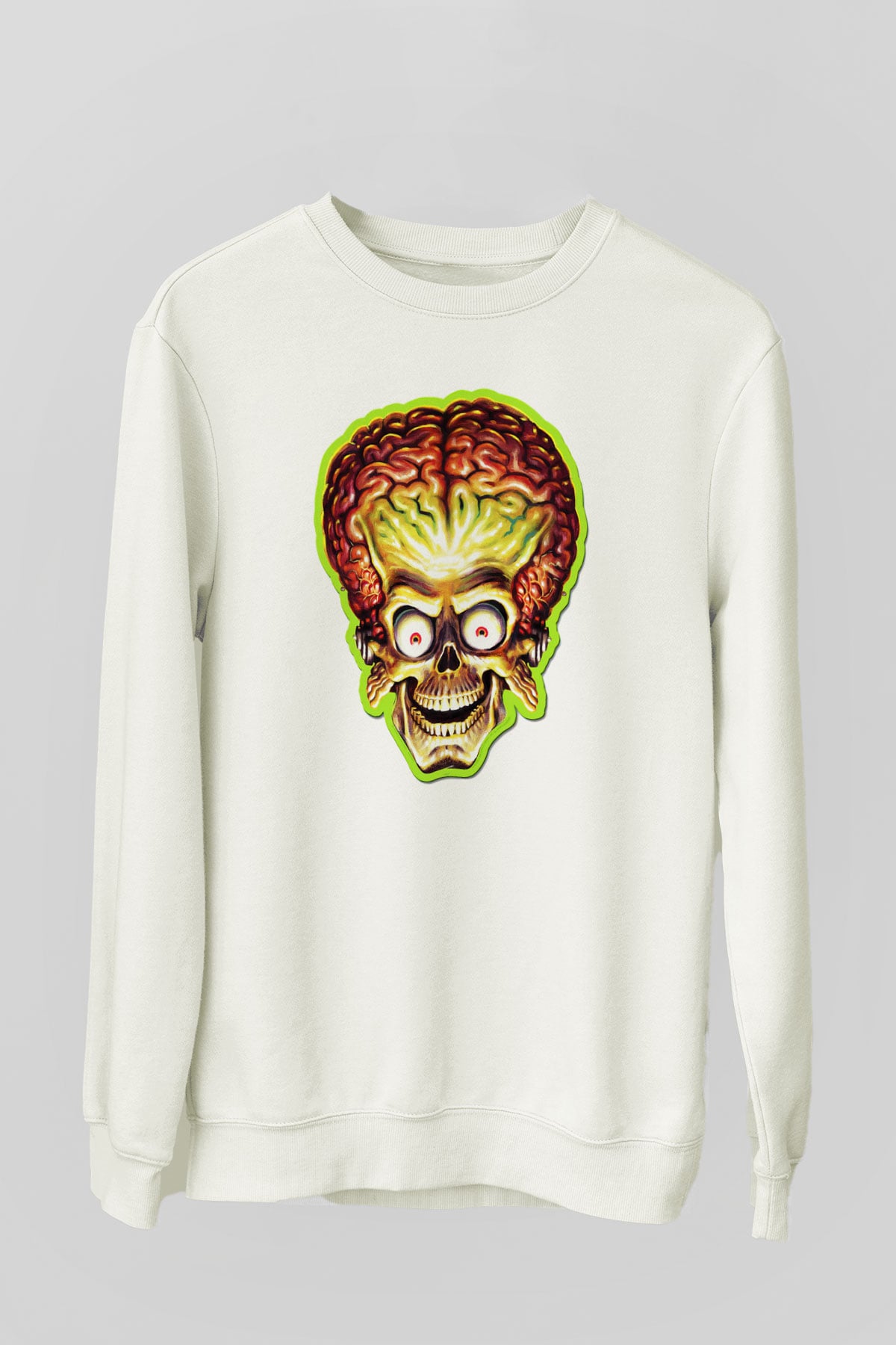 Mars Attacks Beyaz Unisex Sweatshirt