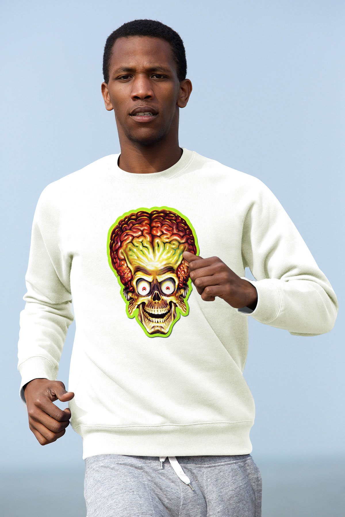 Mars Attacks Beyaz Unisex Sweatshirt