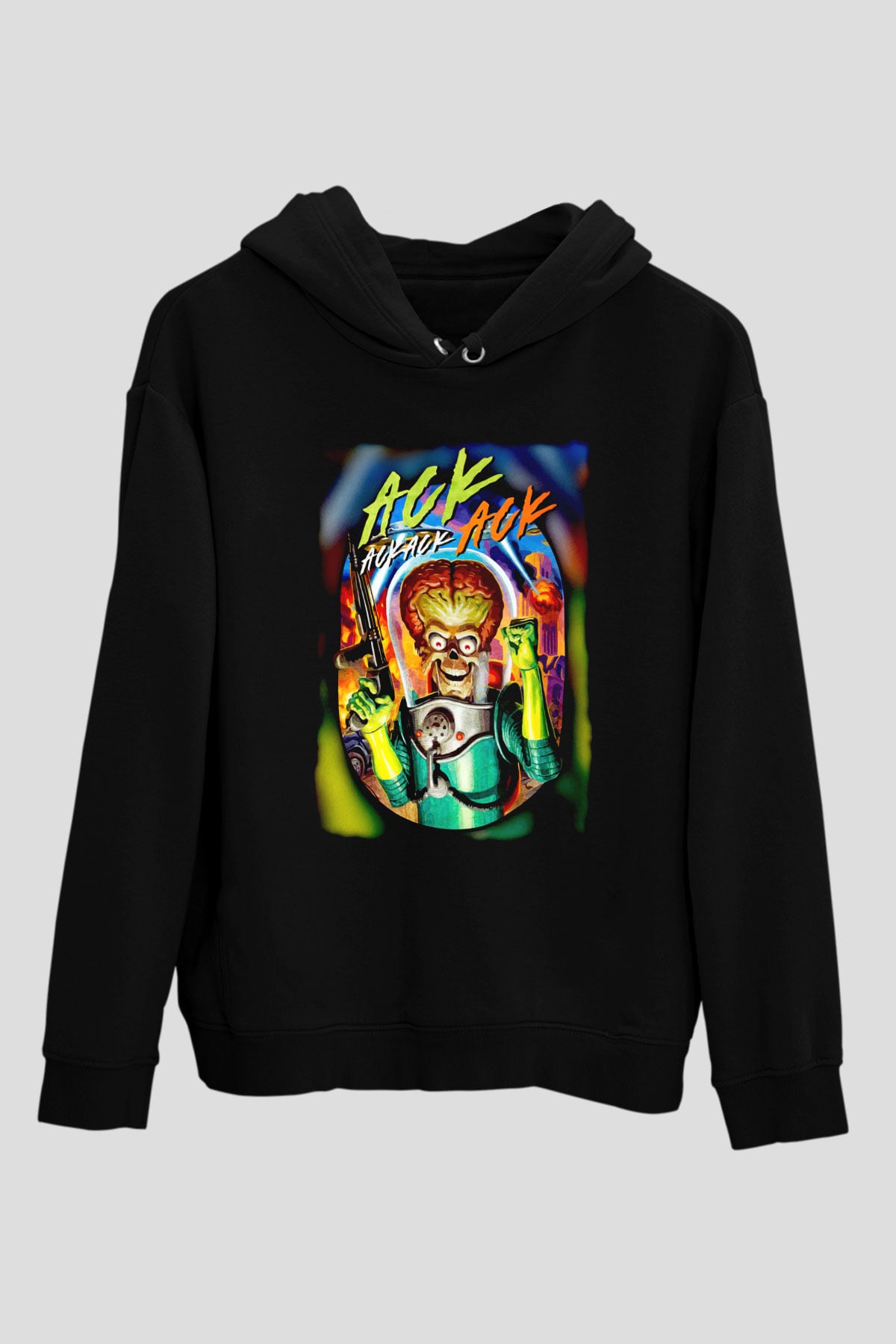 Mars Attacks Siyah Unisex Hoodie