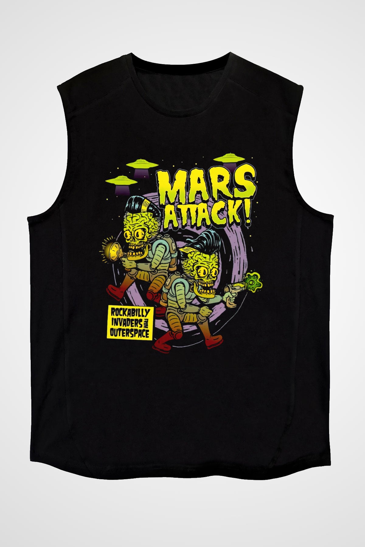 Mars Attacks Siyah Unisex  Kolsuz Tişört