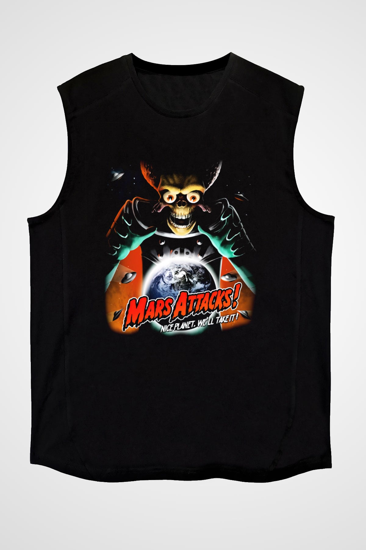 Mars Attacks Siyah Unisex Kolsuz Tişört