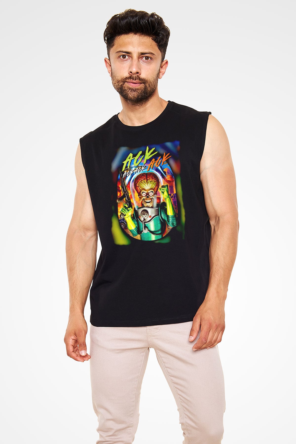 Mars Attacks Siyah Unisex  Kolsuz Tişört