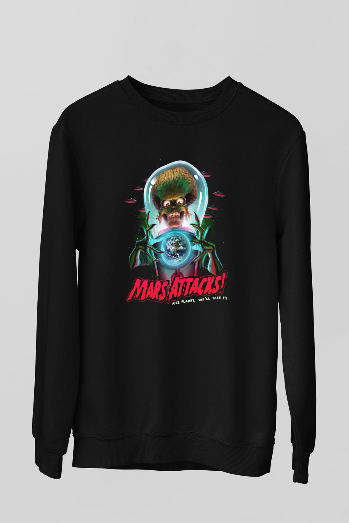 Mars Attacks Siyah Unisex Sweatshirt