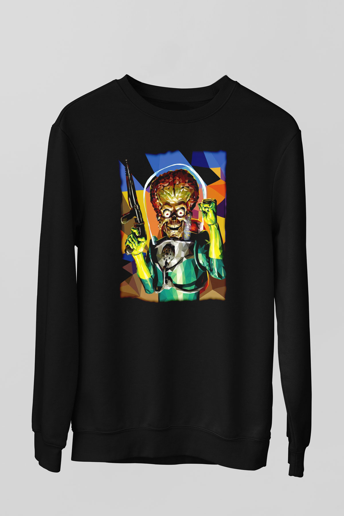 Mars Attacks Siyah Unisex  Sweatshirt
