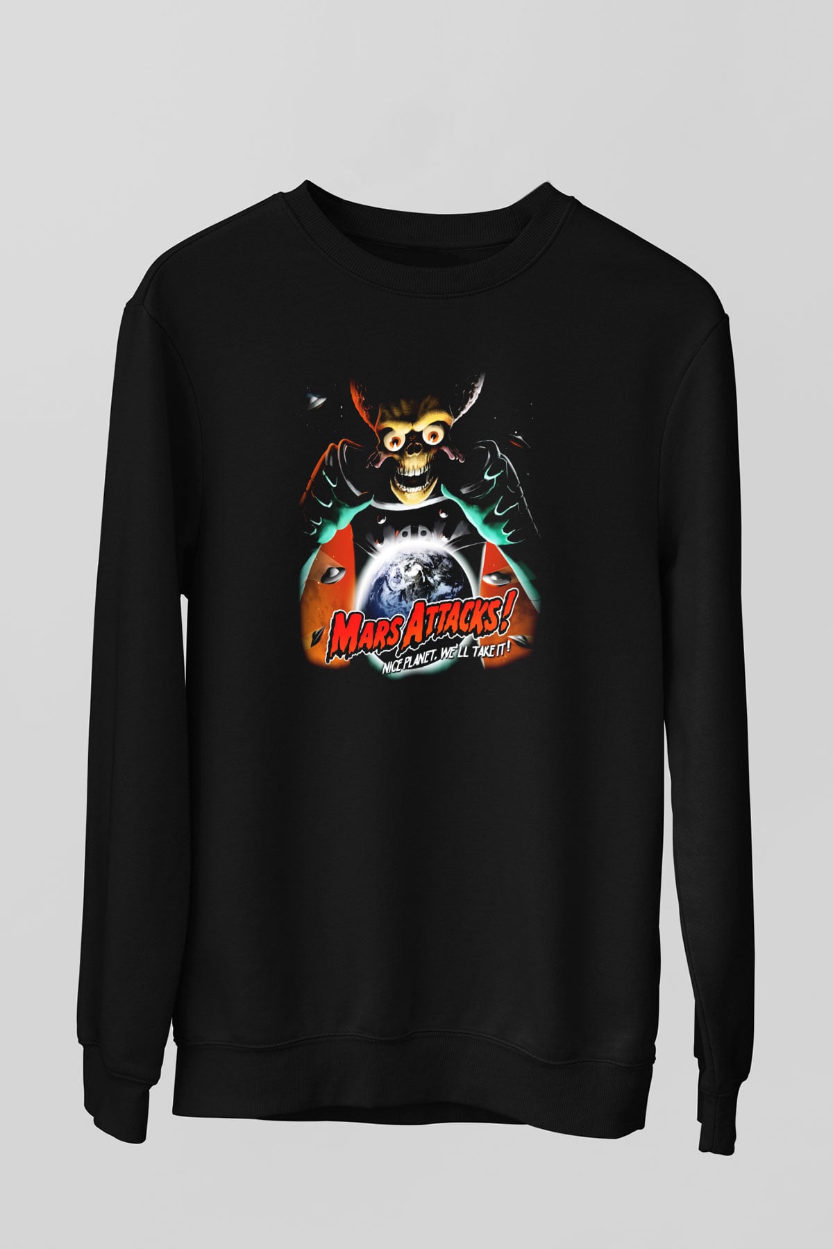 Mars Attacks Siyah Unisex Sweatshirt