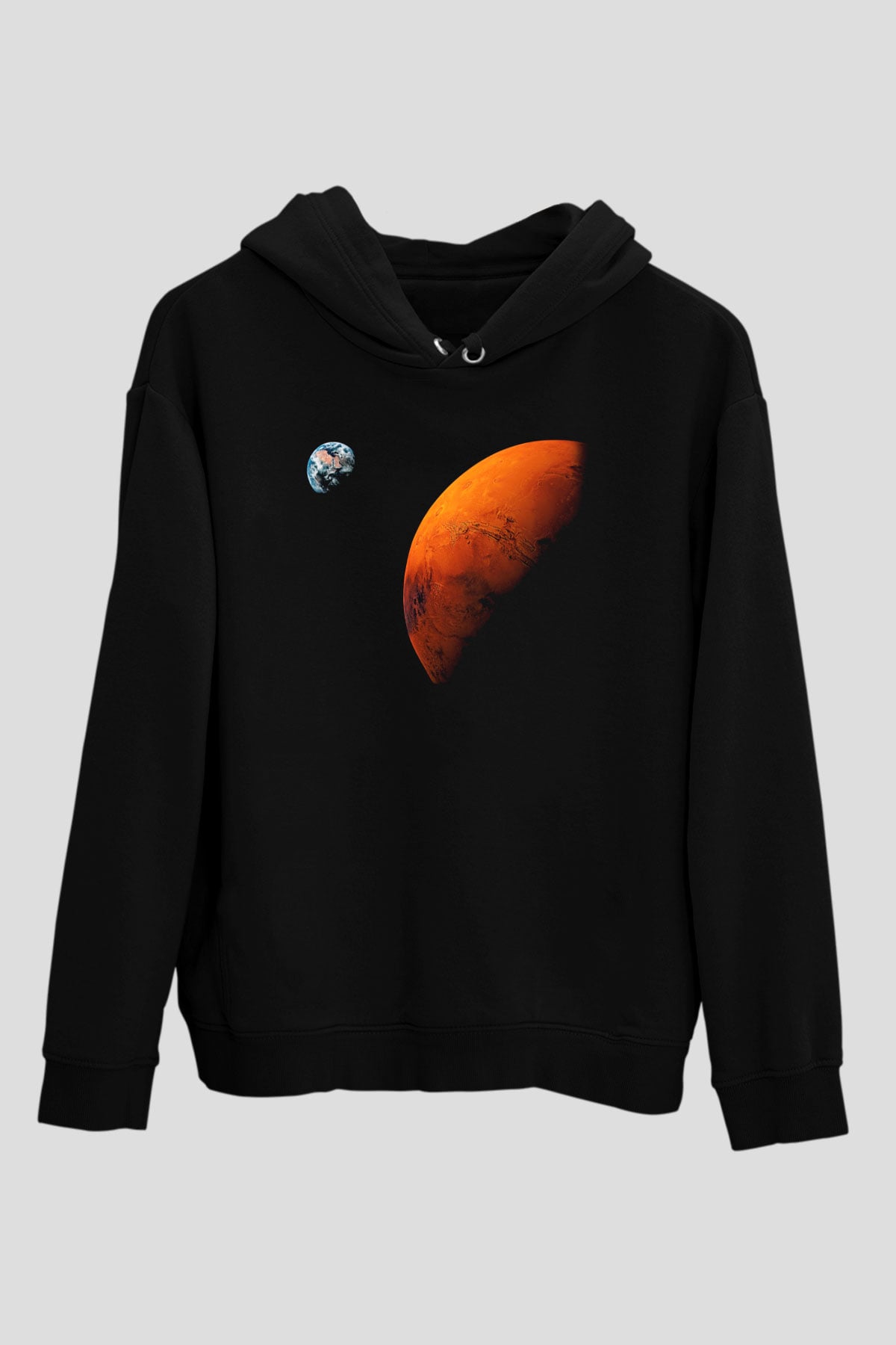 Mars Siyah Unisex Hoodie