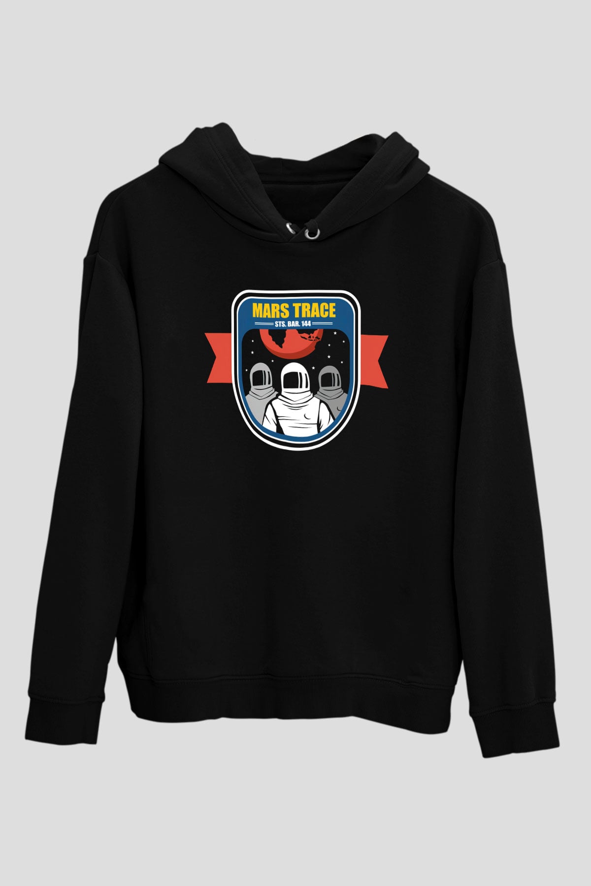 Mars Siyah Unisex Hoodie