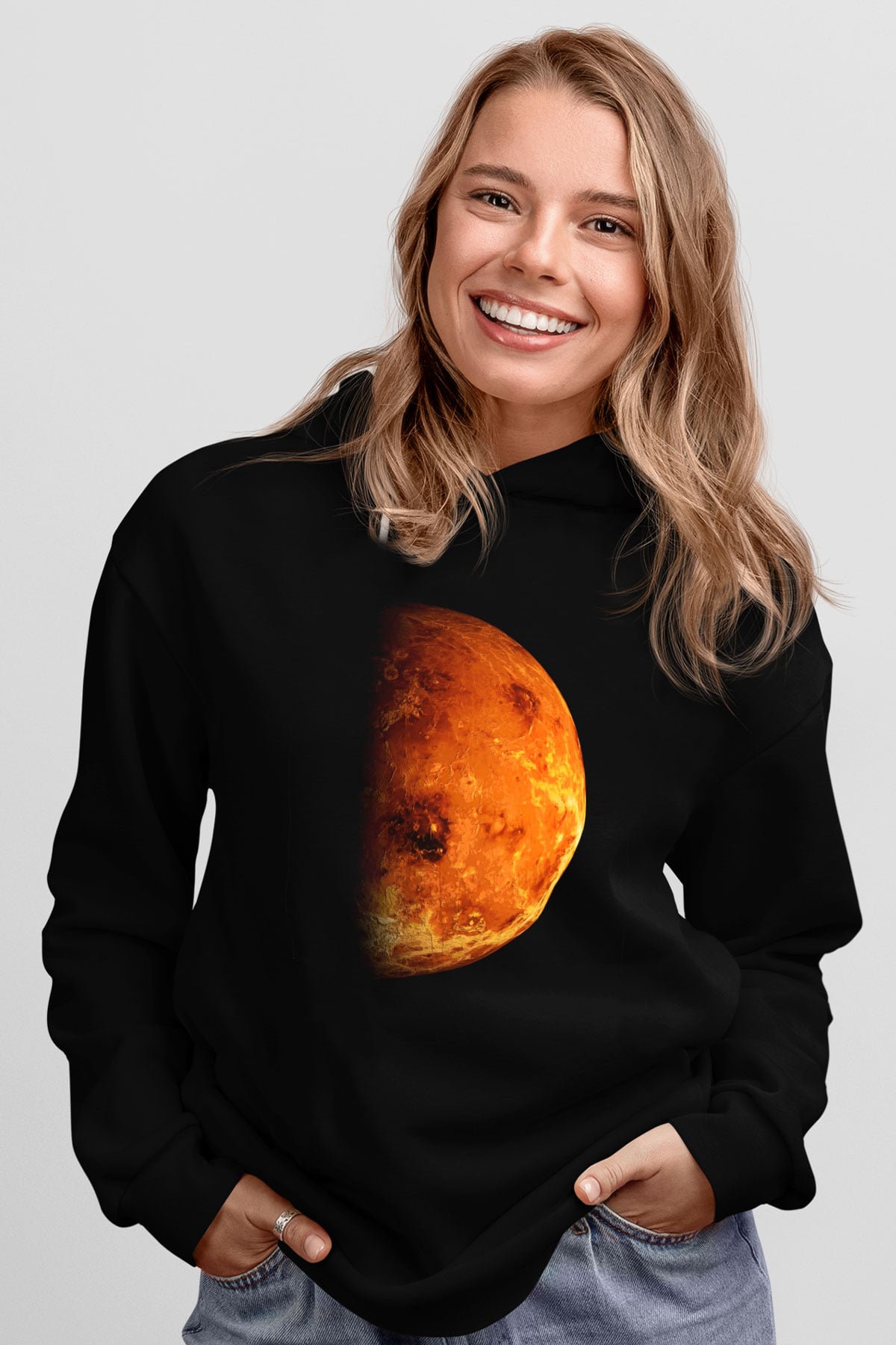 Mars Siyah Unisex Hoodie