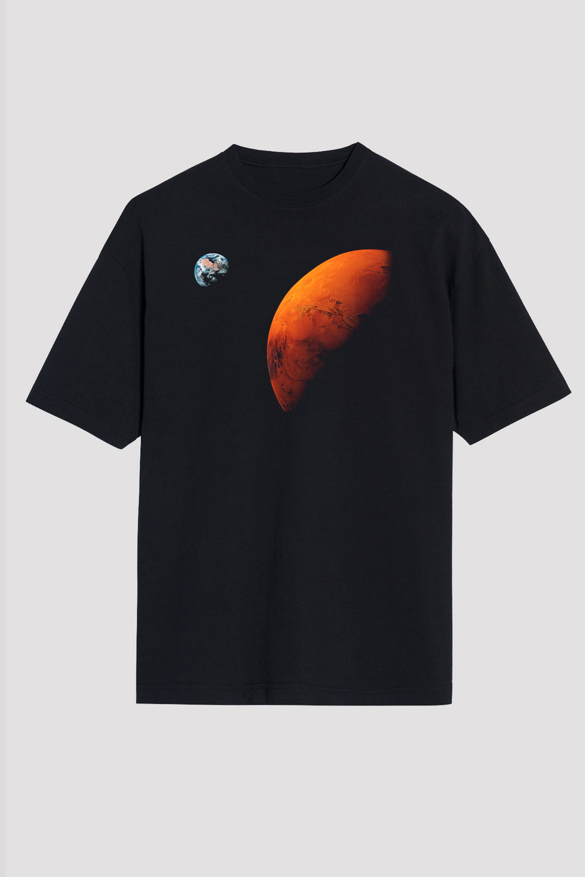 Mars Siyah Unisex Oversize Tişört T-Shirt