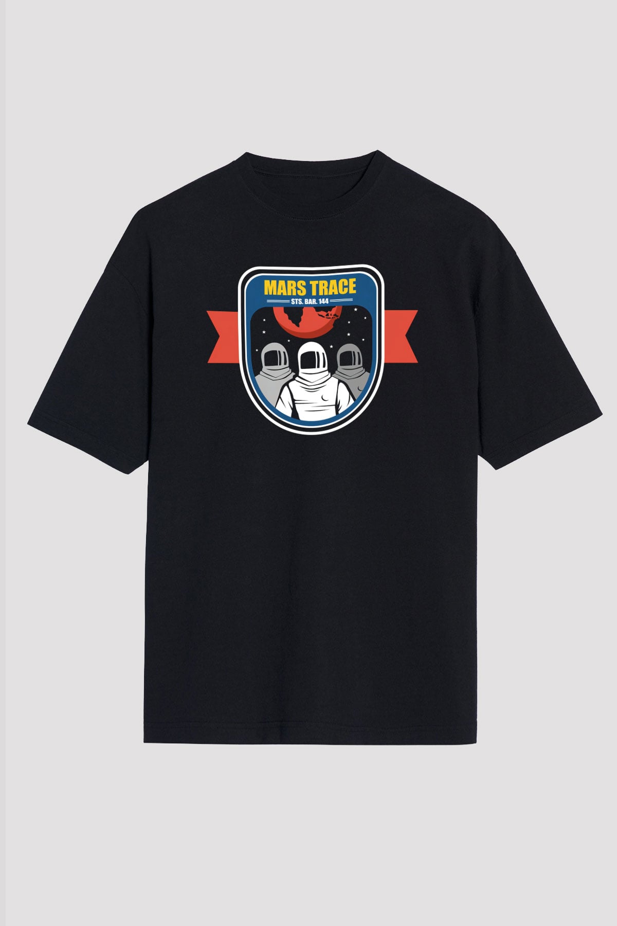 Mars Siyah Unisex Oversize Tişört T-Shirt