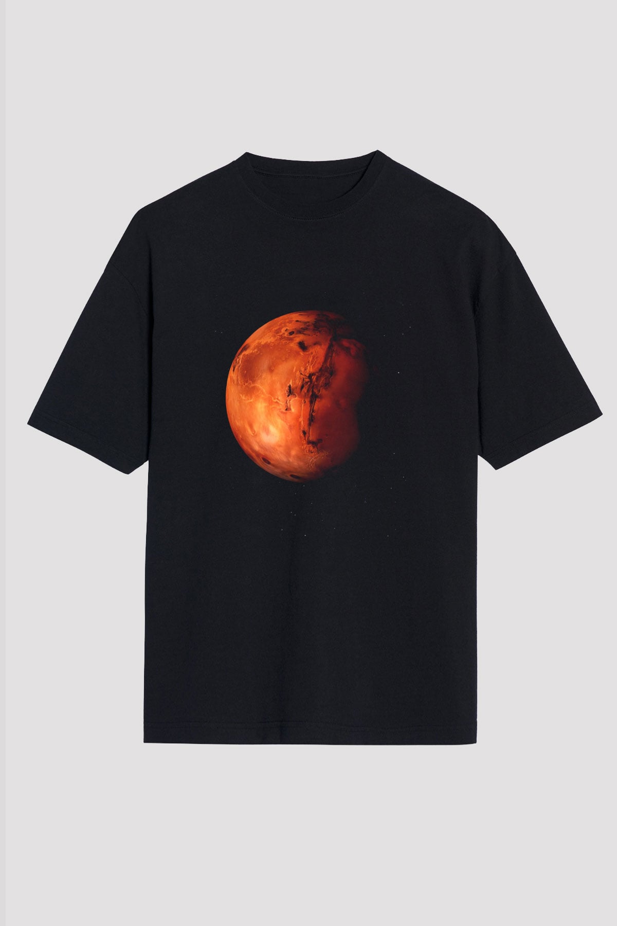 Mars Siyah Unisex Oversize Tişört T-Shirt