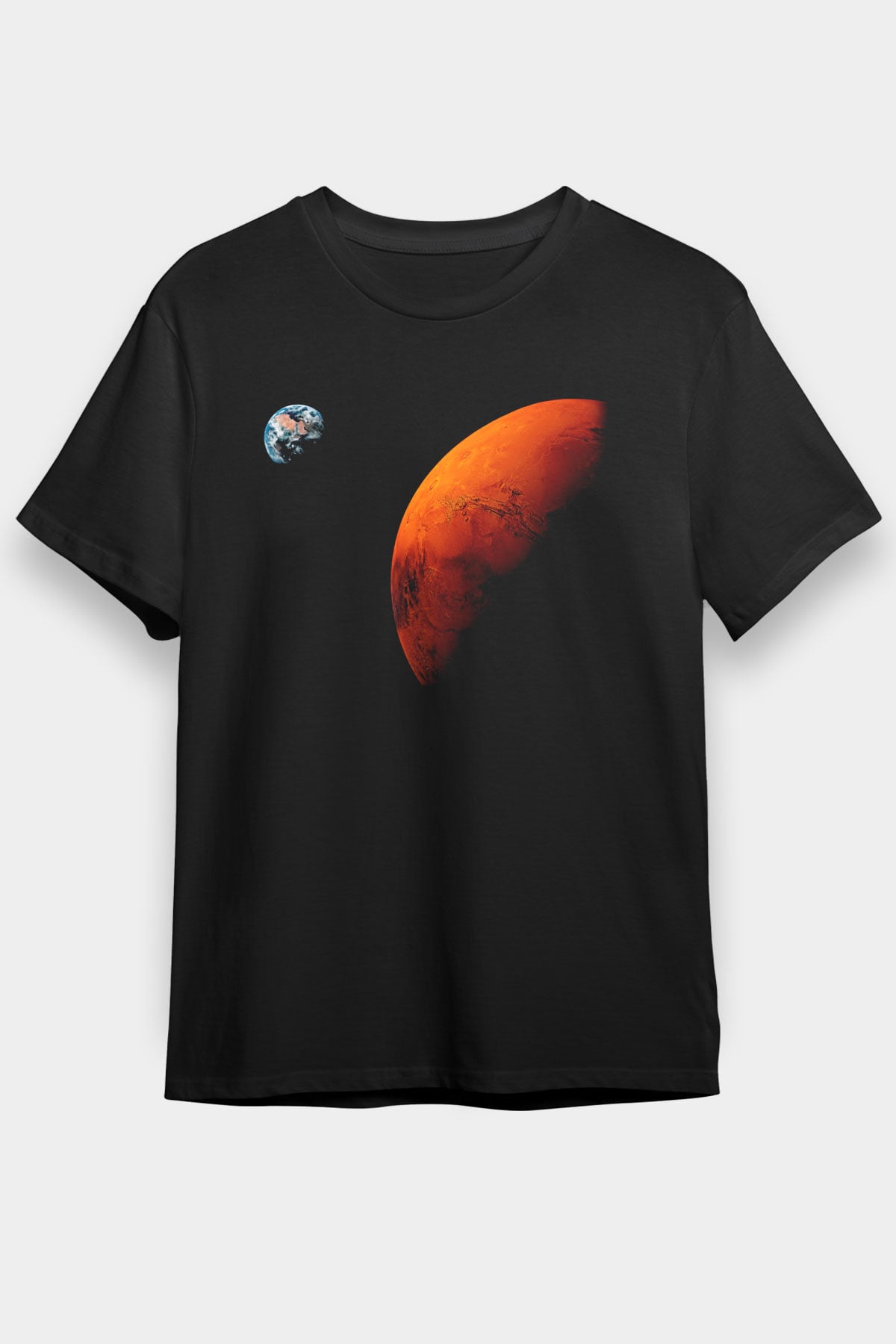 Mars Siyah Unisex Tişört T-Shirt - TişörtFabrikası