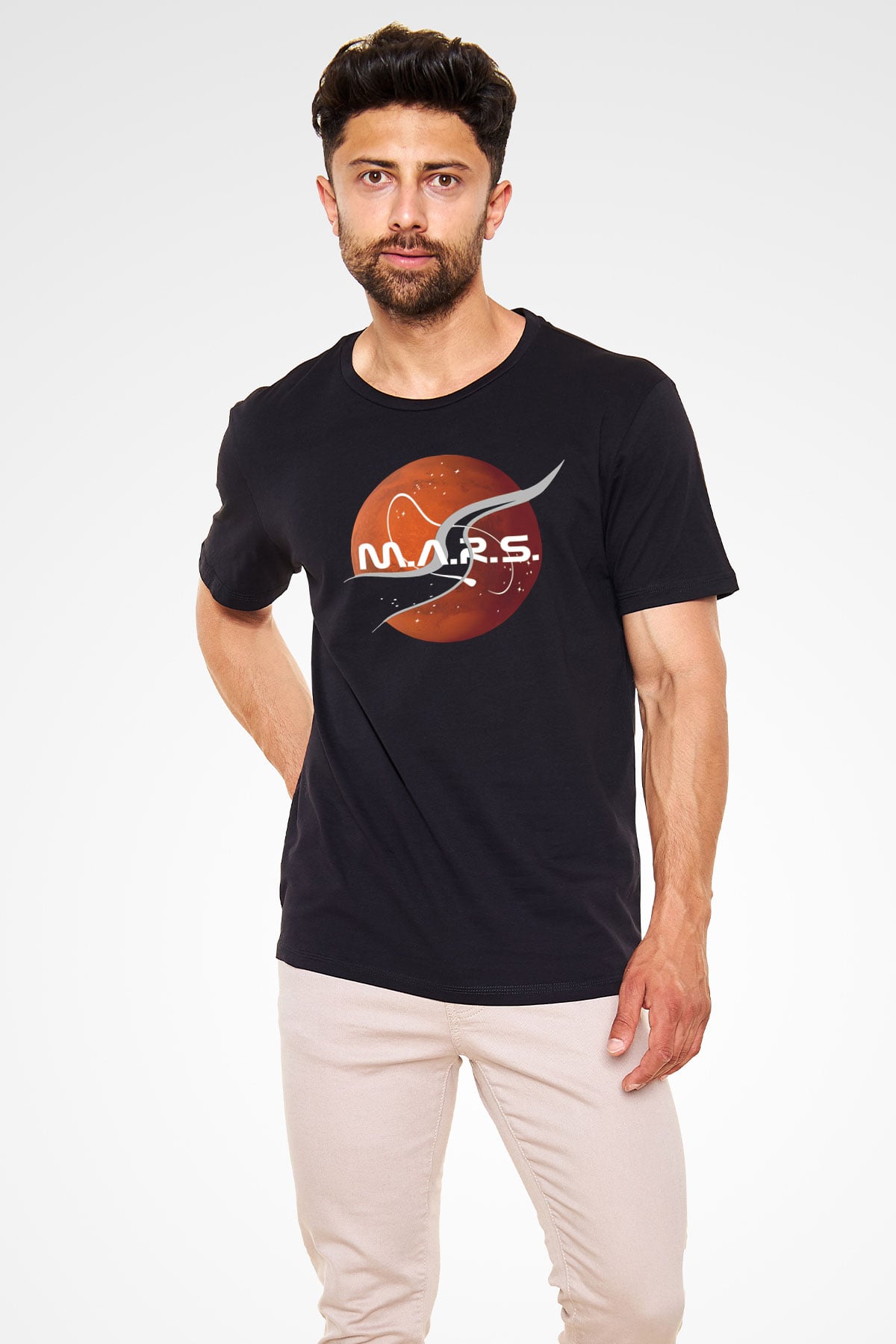 Mars Siyah Unisex Tişört T-Shirt - TişörtFabrikası