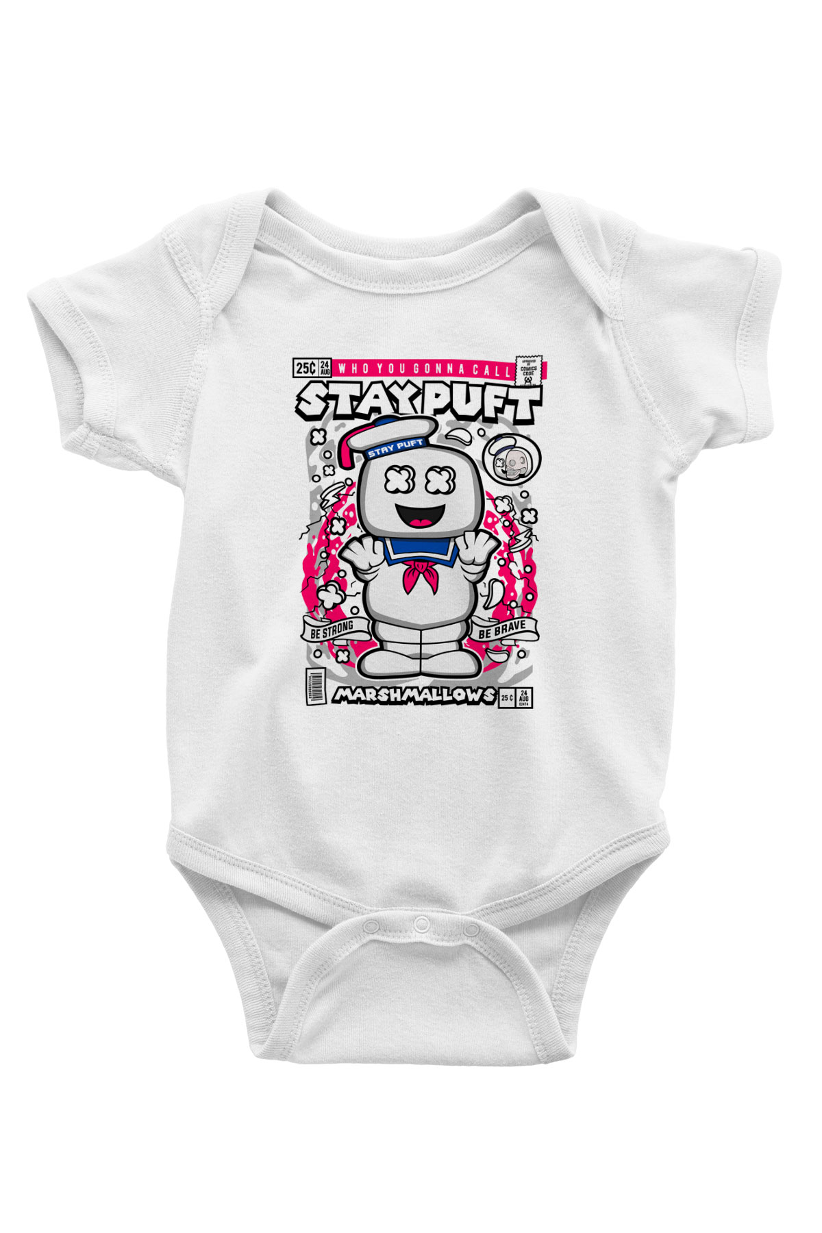 Marshmallow Baskılı Unisex Beyaz Bebek Body - Zıbın