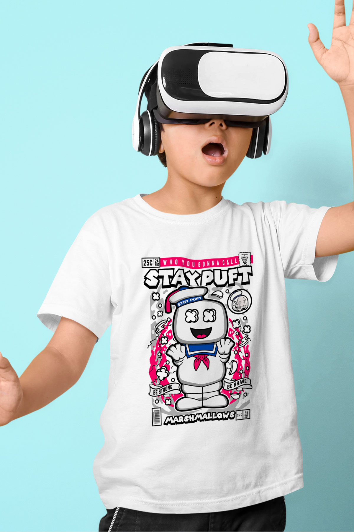Marshmallow Baskılı Unisex Beyaz Çocuk Tişört
