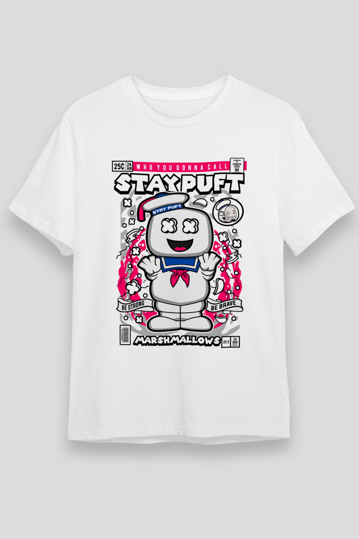 Marshmallow Baskılı Unisex Beyaz Tişört