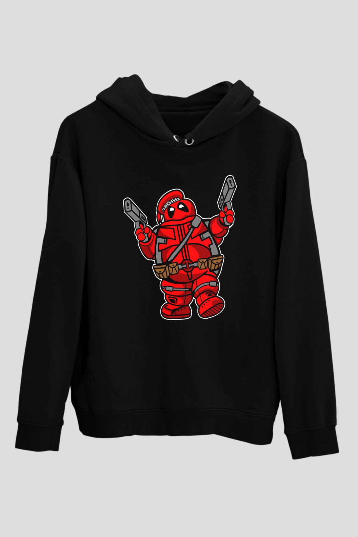 Marshmallow Merc Baskılı Siyah Unisex Hoodie