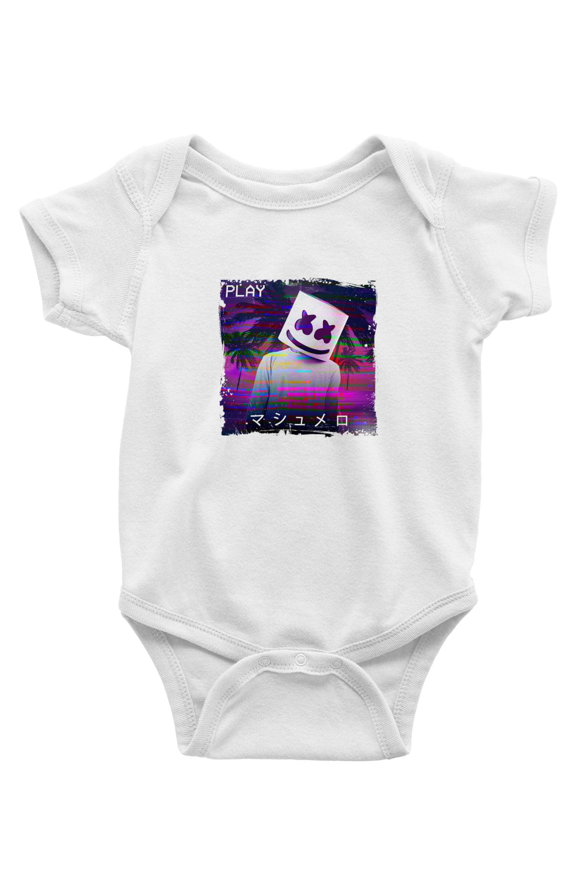 Marshmello Baskılı Beyaz Bebek Body - Zıbın